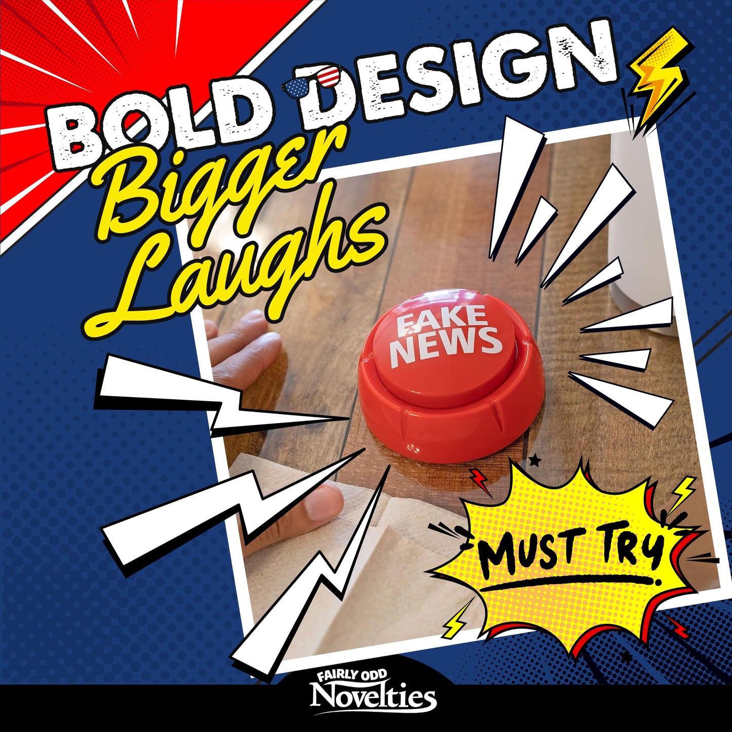 Fairly Odd Novelties Donald Trump Fake News Sound Button Gag Gift Novelty, 7 Fake News Sayings