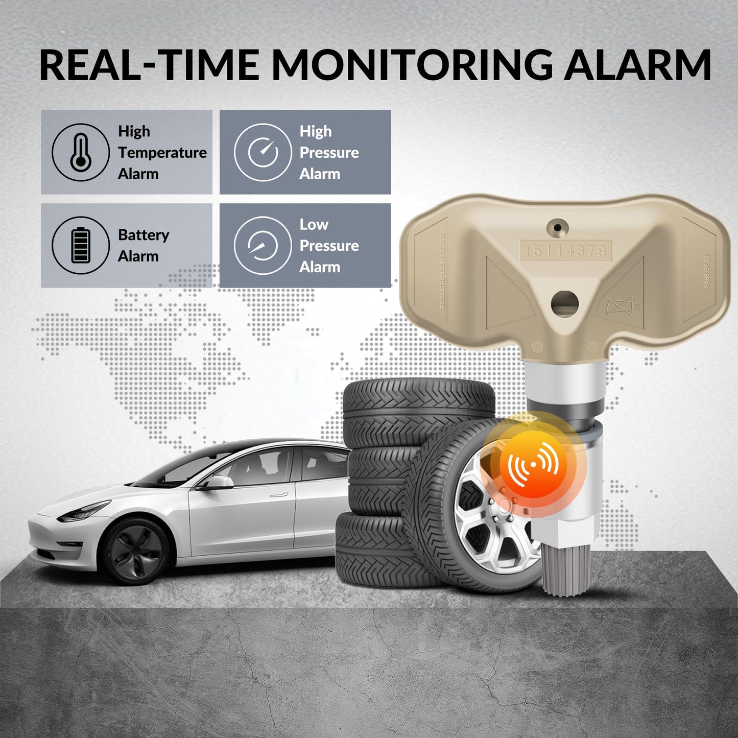 Sensor TPMS, Sensor de Sistema de Monitor de presión de neumáticos GM, Paquete de 4 Unidades para Chevy GMC Cadillac reemplaza #15114379 15122618 8151226180