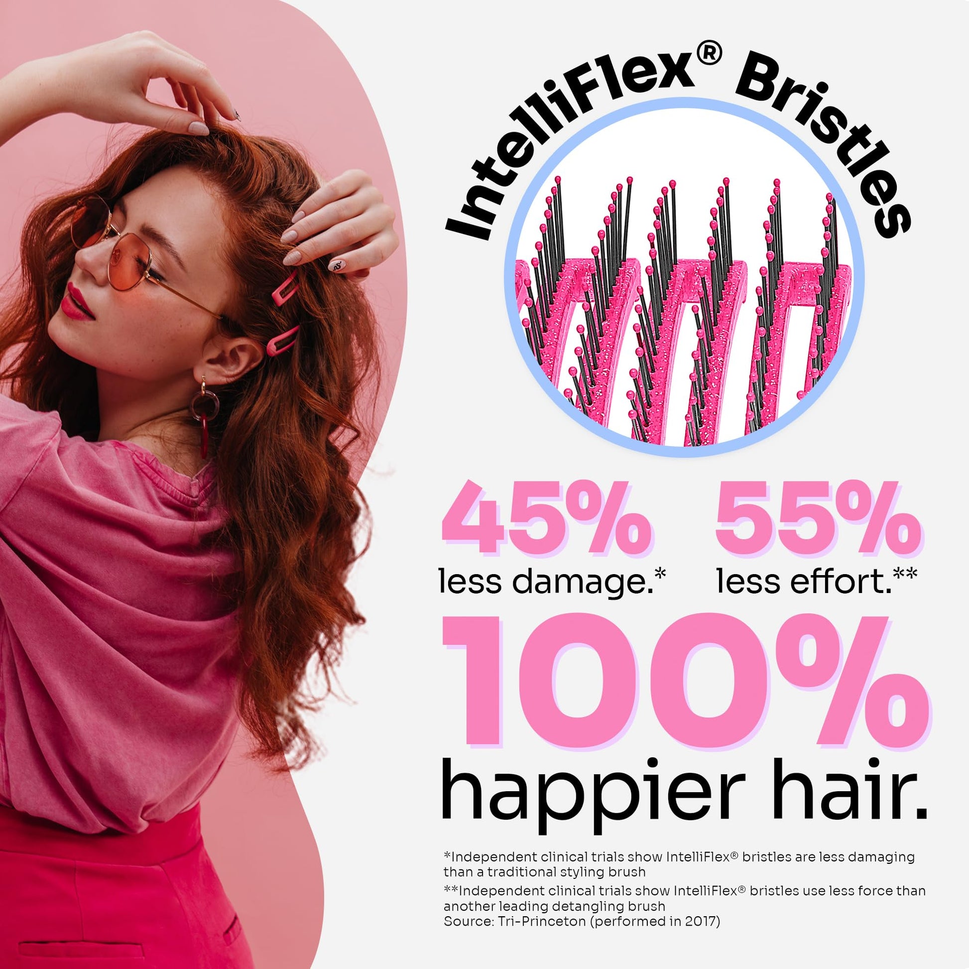 Wet Brush Cepillo de pelo para ducha – Brillo rosa – exclusivo IntelliFlex cerdas ultra suaves – Minimiza el dolor y protege contra puntas abiertas y roturas – Para mujeres, hombres, cabello húmedo y seco