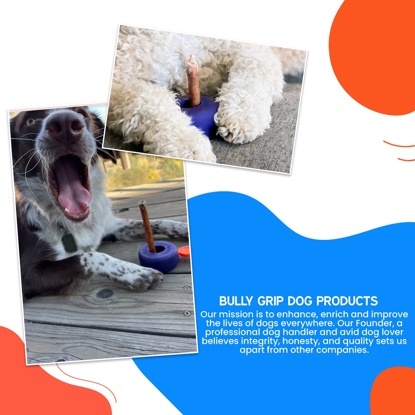 Bully Grip Bully Stick Holder Para Perros, Dispositivo De Seguridad Para Perros Bully Lok, Evita La Asfixia En Perros Pequeños, Medianos Y Grandes, Queso De Yak, Colágeno, Masticación Dental, Cuero Si
