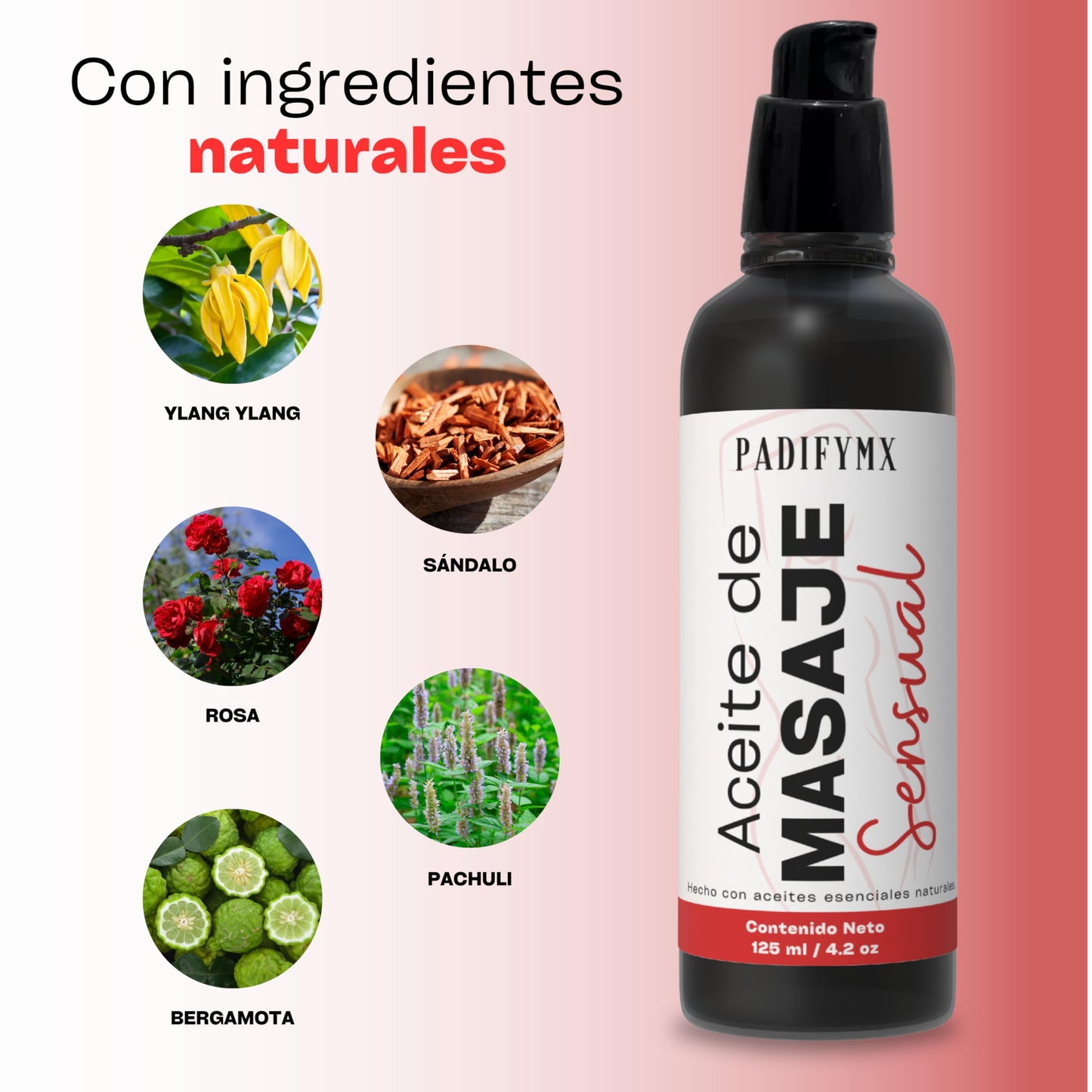 Aceite para Masaje Padifymx Afrodisíaco Relajante e Hidratante