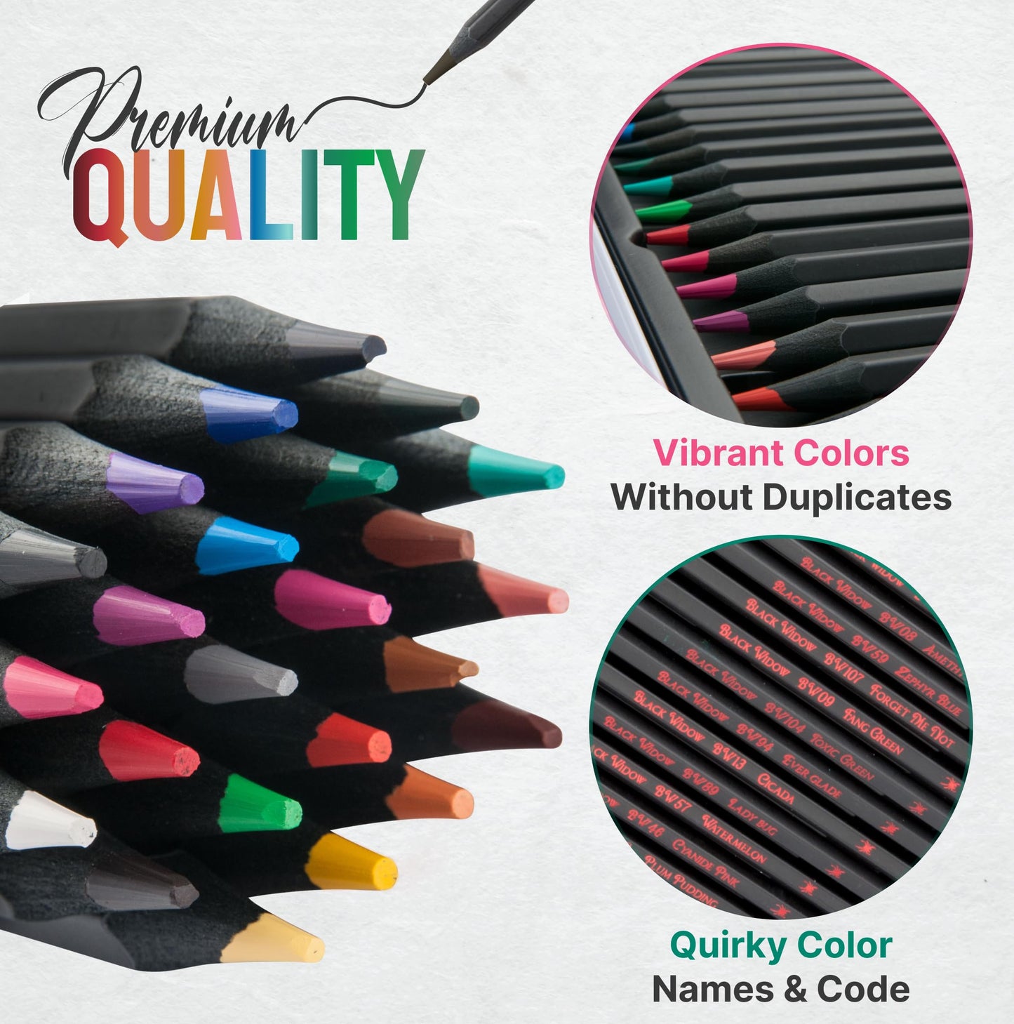 Lápices de colores Black Widow para adultos, 24 lápices de colores para libros de colorear para adultos, juego de lápices de colores para adultos, lápices de colores de cera suave (juego de araña)