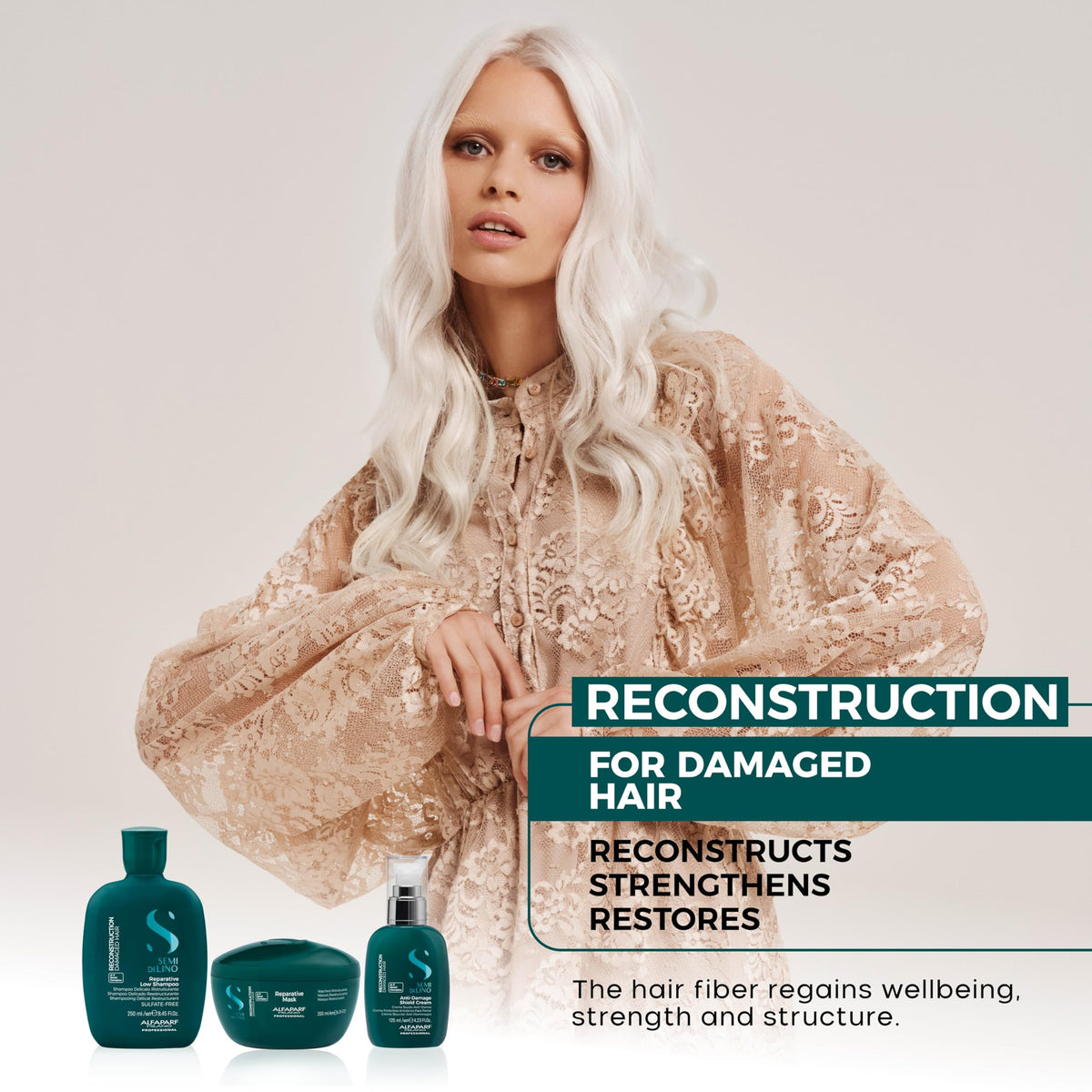 Semi di Lino Reconstruction Reparative Low Shampoo 250 ml Alfaparf Milano - Shampoo delicado reestructurante* para cabellos dañados (Nuevo Modelo)