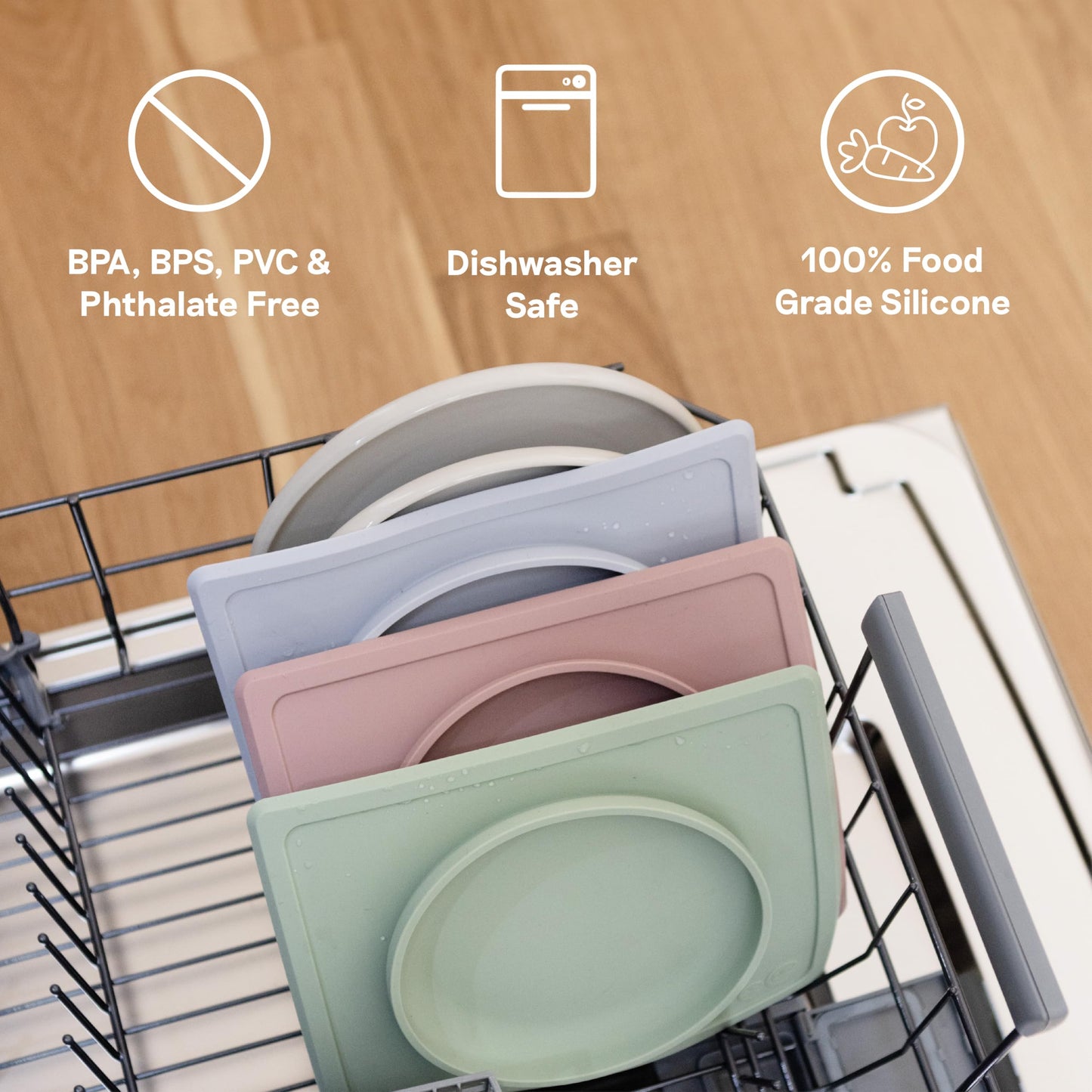 ezpz Tiny Plate (Blush) - Mantel individual de silicona con succión + plato para bebés - 6 meses + - Suministros de destete LED para bebés - Se adapta a la mayoría de bandejas para sillas altas