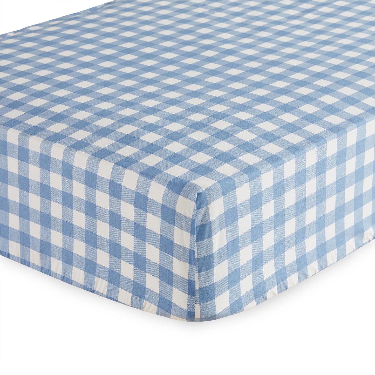 Levtex Baby - Juego de cama para cuna Forest Friends - Juego de guardería para bebé - Gingham - Azul y blanco - Retratos de animales - Set de 5 piezas incluye edredón, dos sábanas ajustables, adhesivo