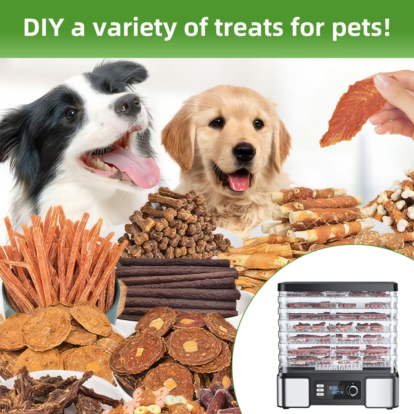 Deshidratador de alimentos Secador de máquina para Jerky: deshidratador de acero inoxidable para hierbas de frutas, secador de alimentos digital para deshidratación de carne de res