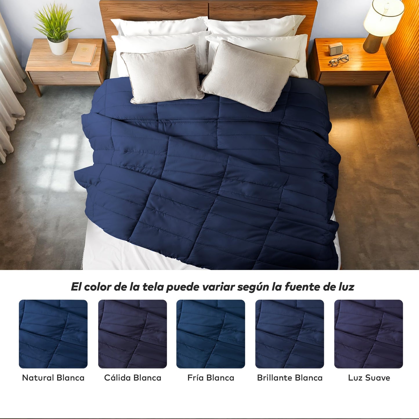 Edredón Dreamlab Azul Marino Acolchado para Toda Estación Hipoalergénico Individual