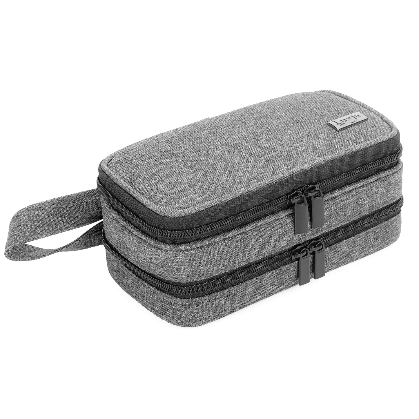 (Double-layer Bag, Gray) - Luxja Essential Oil Carrying Case - Holds 12 Bottles (5ml-15ml, Also Fits for Roller Bottles), Portable Double-Layer Organiser for Essential Oil and Accessories, Grey
