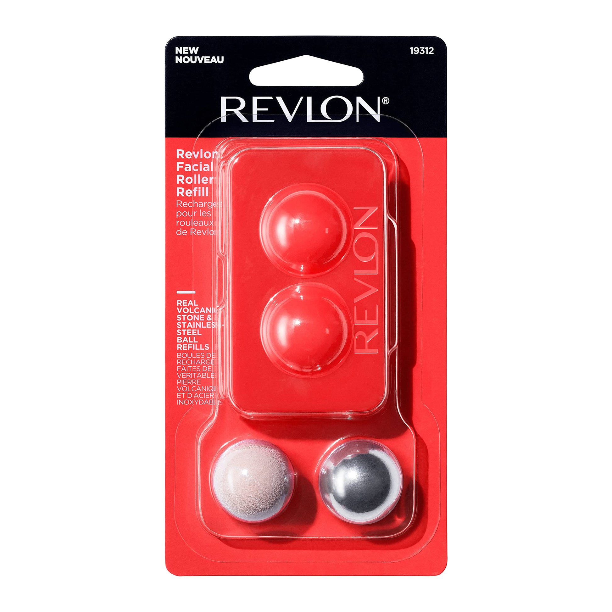Revlon Oil Absorbing & Cooling Facial Roller Refill Pack with Stainless Steel & Lava Stones in Storage Case, Eco-Friendly, Easy to Clean, 1 count