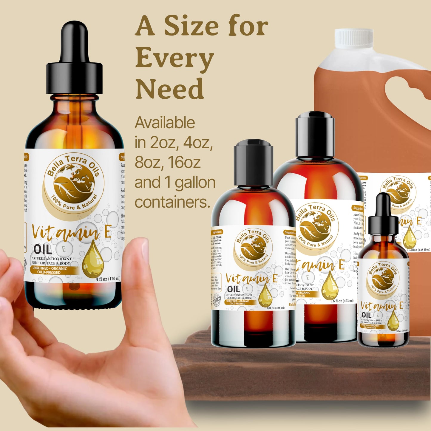 NEW Vitamin E Oil. 2oz. Cold-pressed. Unrefined. Organic. 100% Pure. D-alpha Tocopherol. 75,000 IU. Hexane-free. Rejuvenates Skin. Natural Antioxidant. For Hair, Skin, Nails, Stretch Marks, Scars.