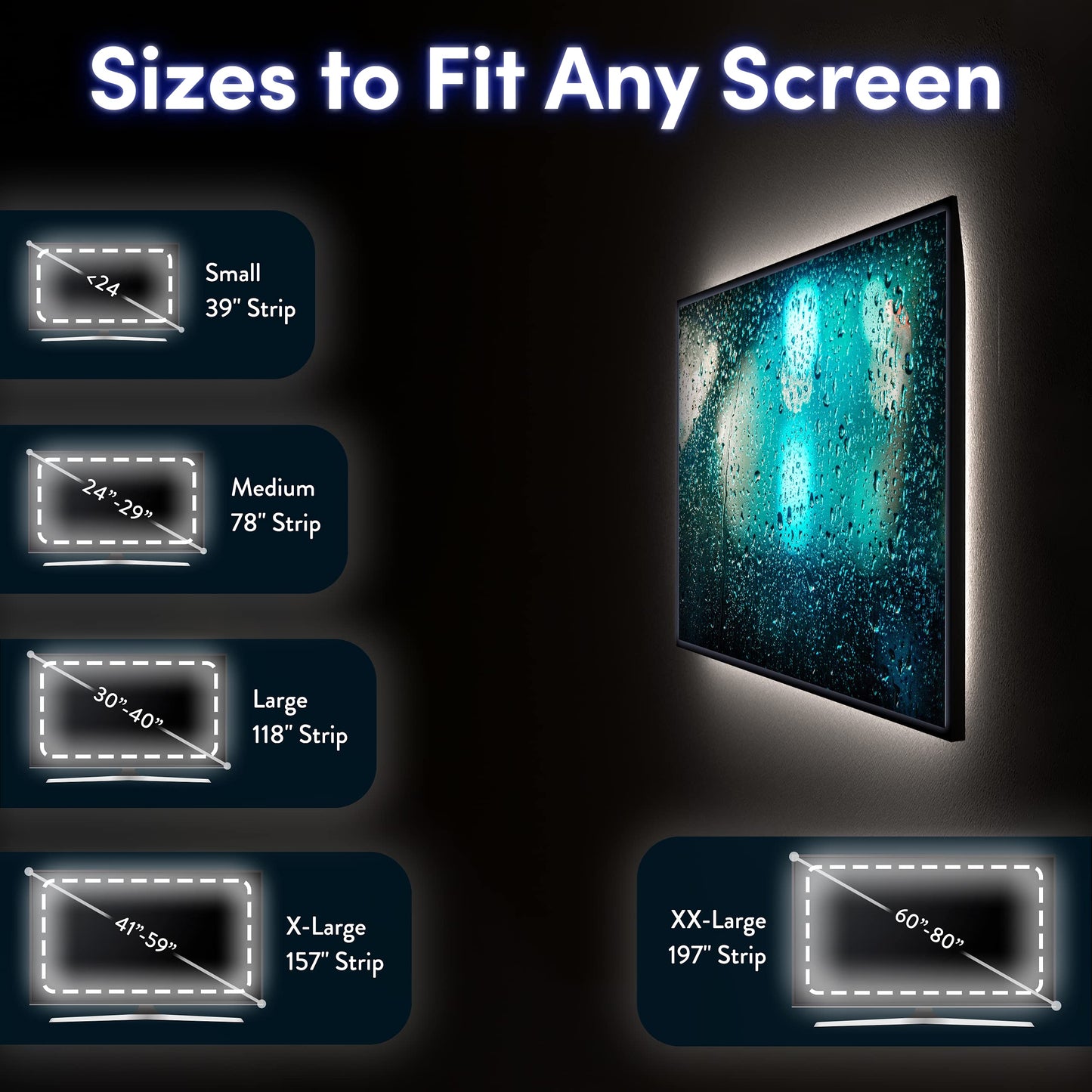 Luminoodle USB iluminación de polarización – Franja luminosa, luz ambiente para cine en casa, retroiluminación LED – 6500 K iluminación de acento para reducir la fatiga ocular, mejora contraste, Blanco, Medium (6.5 ft)