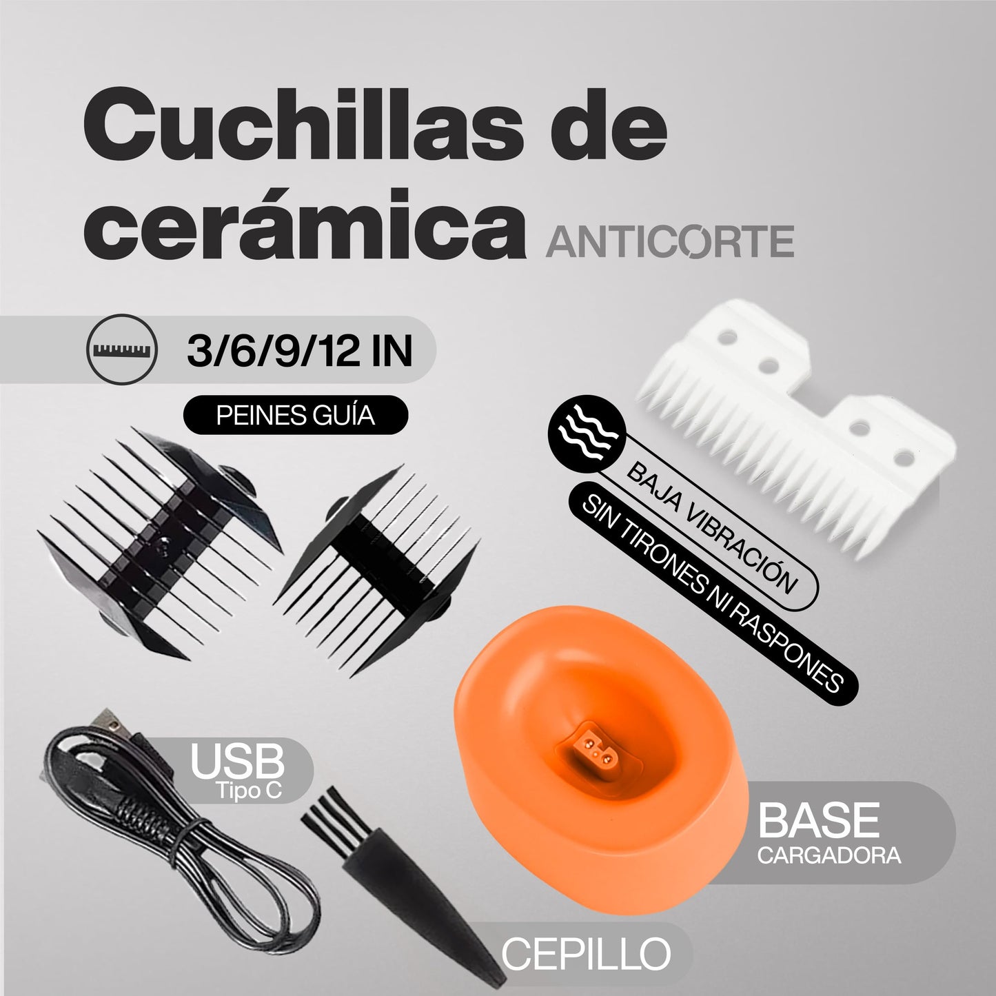 ZOMA | Rasuradora Electrica Hombre - Naranja | Maquina para Cortar Cabello, Corporal y Zonas Íntimas | Afeitadora Electrica Hombre con Cuchillas de Cerámica Anti Corte