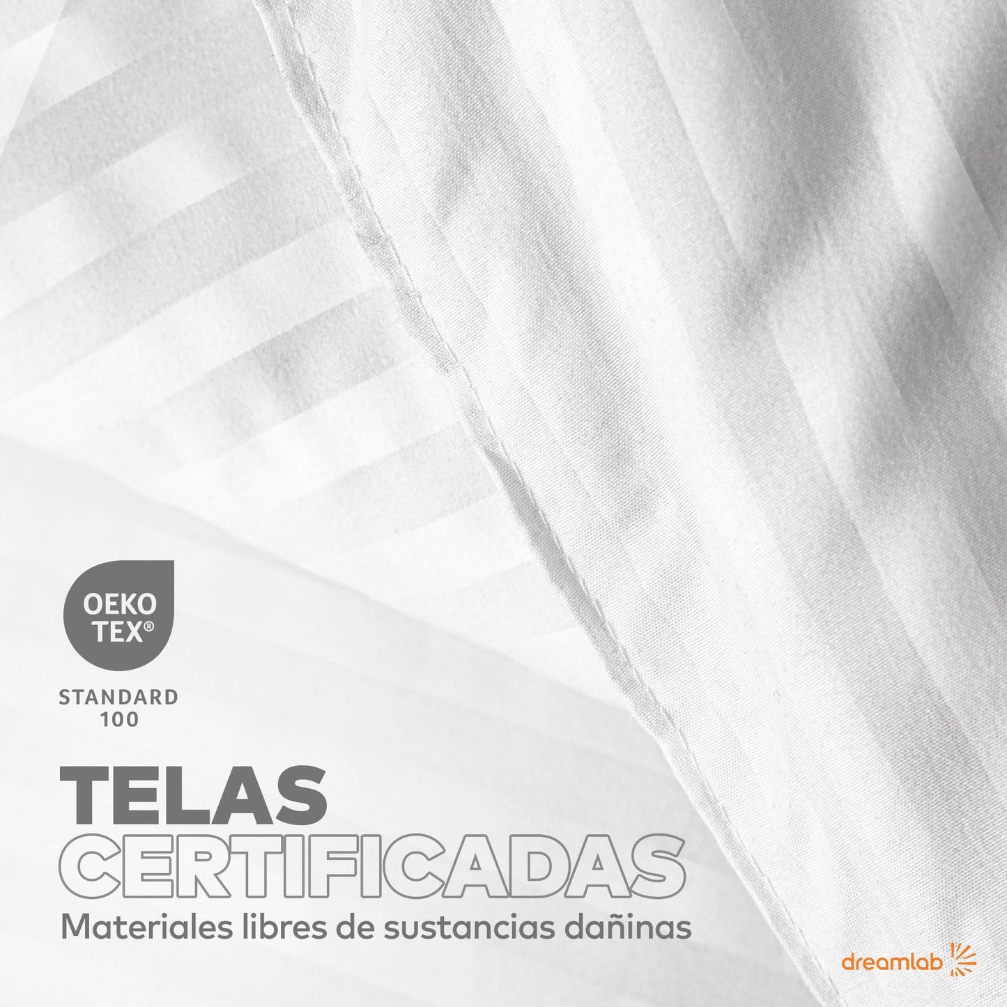 Edredón Acolchado Dreamlab Rayas Satinadas Blancas Hipoalergénico Matrimonial