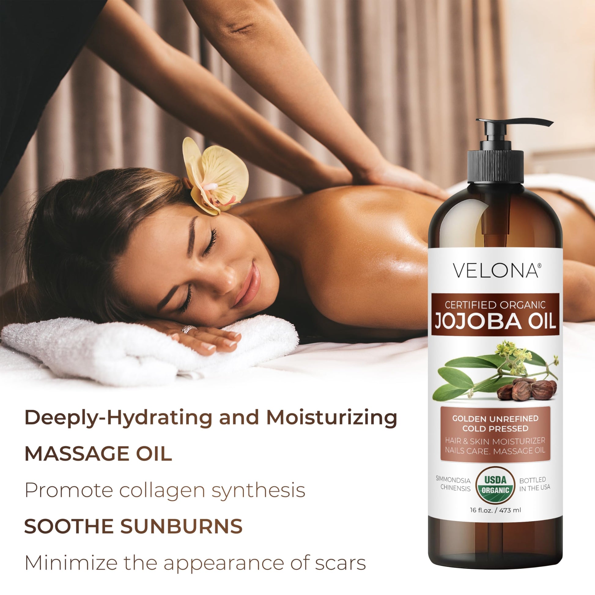 Aceite de Jojoba Orgánico Dorado Sin Refinar Virgen Prensado en Frío