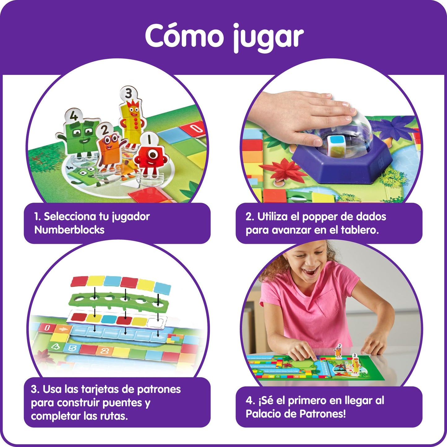 hand2mind Numberblocks Race to Pattern Palace! Juego de Mesa, Juguete de Matemáticas Preescolar, Juegos de Aprendizaje en el Jardín Infantil, Juegos Educativos para la Noche de Juegos Familiares