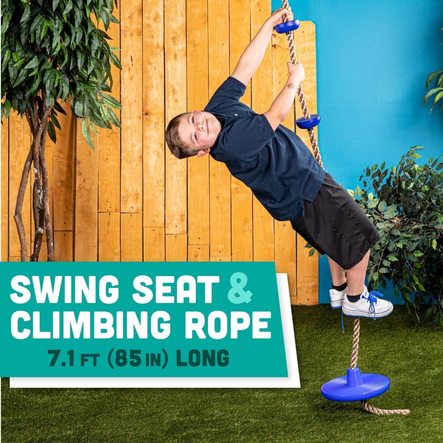 Kzings Columpio De Disco con Cuerda, Juego de Cuerda de Escalada y Asiento De Balancín, con Correa Colgar y Ganchos A Presión, para Parque, Infantil, Patioal
