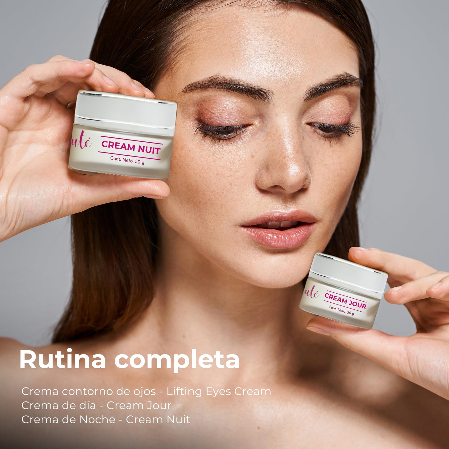 Top Beauté - Kit Skincare Antiedad +40 Cram Jour crema de día facial antiarrugas + crema contorno de ojos Lifting Eyes + Cream Nuit Creama de noche con Ácido Hialurónico Colágeno Vitaminas E, A Antiage
