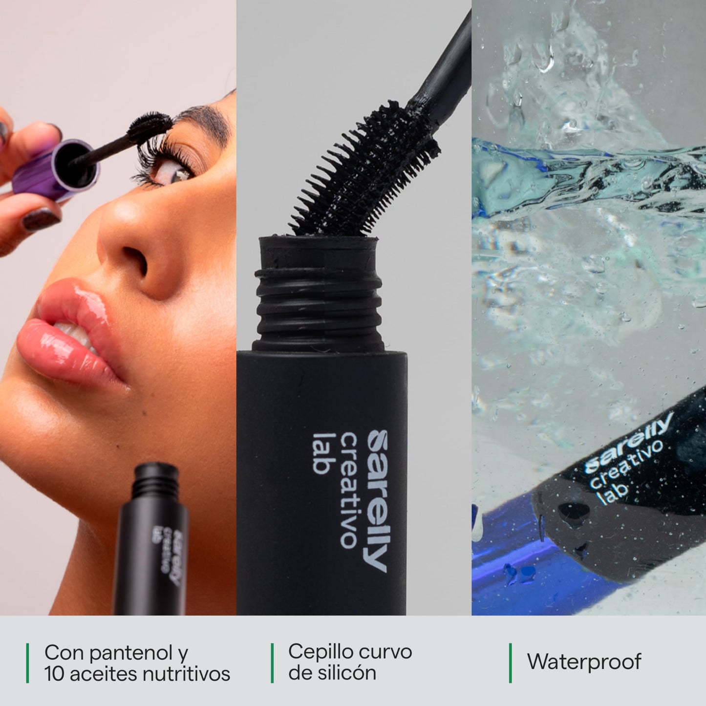 SARELLY CREATIVO LAB | Kit Mascara de Pestañas Long Cow Lashes + Desmaquillante de Ojos Lavadero | Completa tu Cosmetiquera de Viaje - Cosmetiquera para Maquillaje y Bolsa de Maquillaje | Kit Skincare