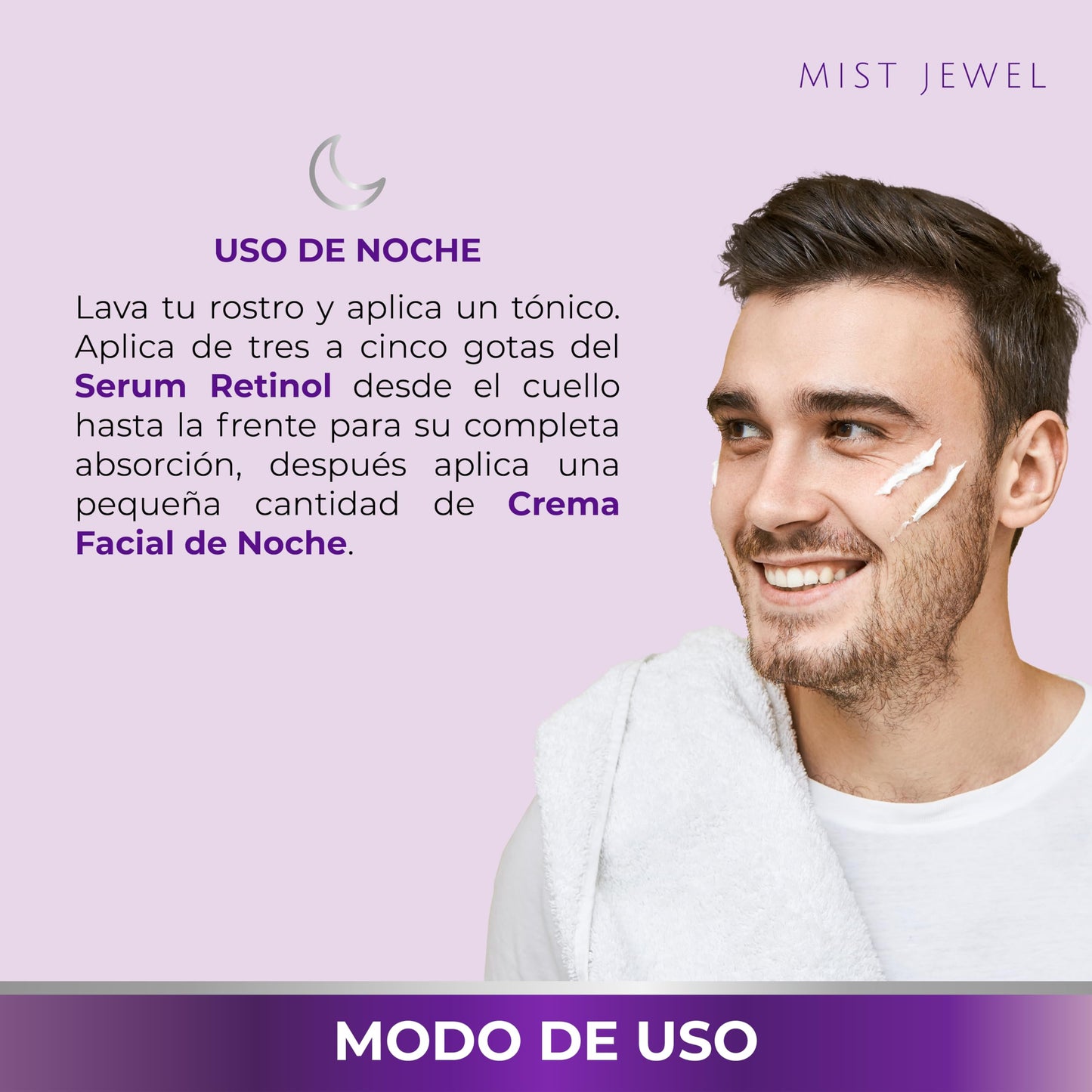 MIST JEWEL | Pack facial de noche con serum retinol 50ml y crema nocturna 50g para hombres y mujeres reparacion y renovacion | Paquete cuidado facial de suero + crema reperadora e hidratante
