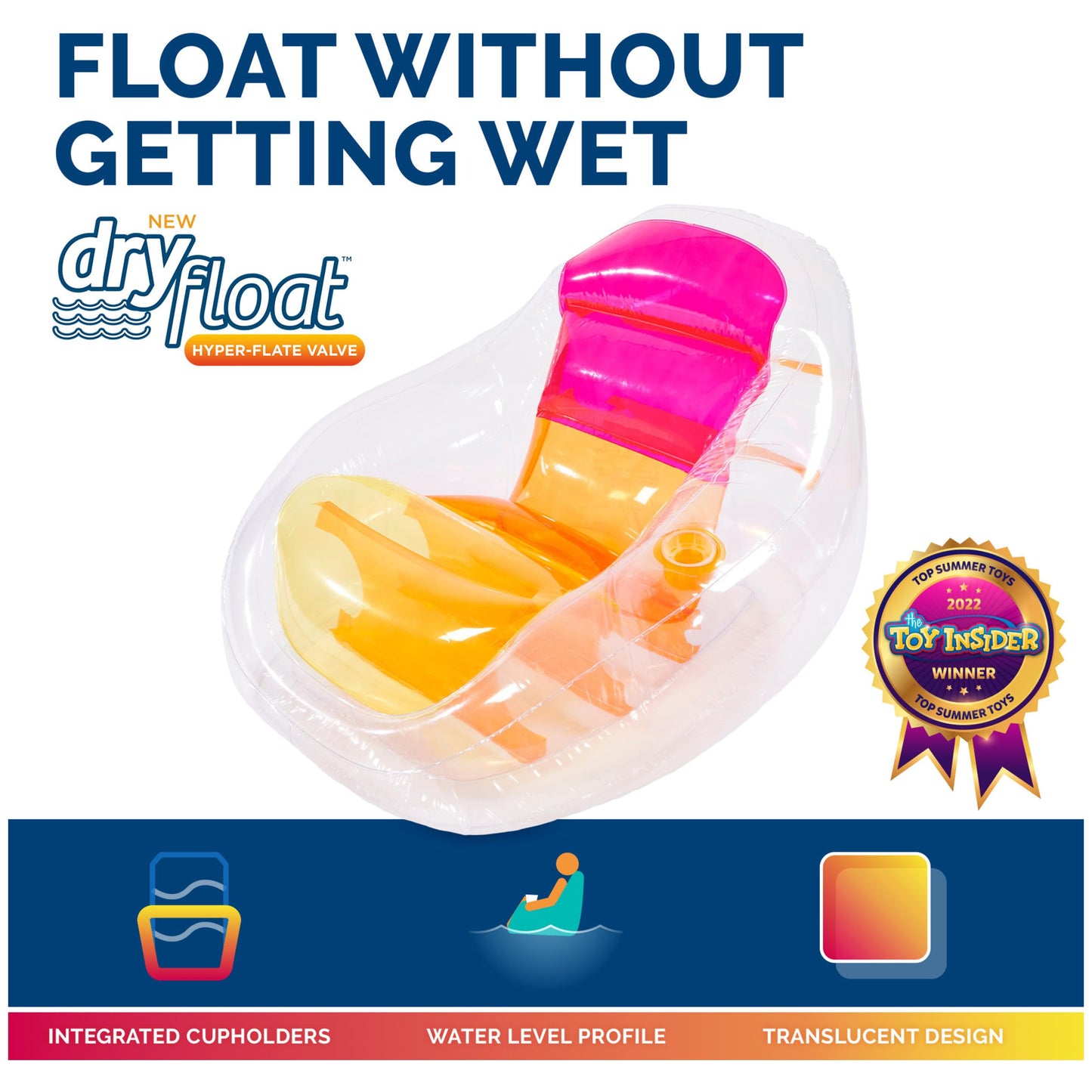 Flotador Inflable SwimWays Translúcido con Portavasos y Respaldo para Adultos