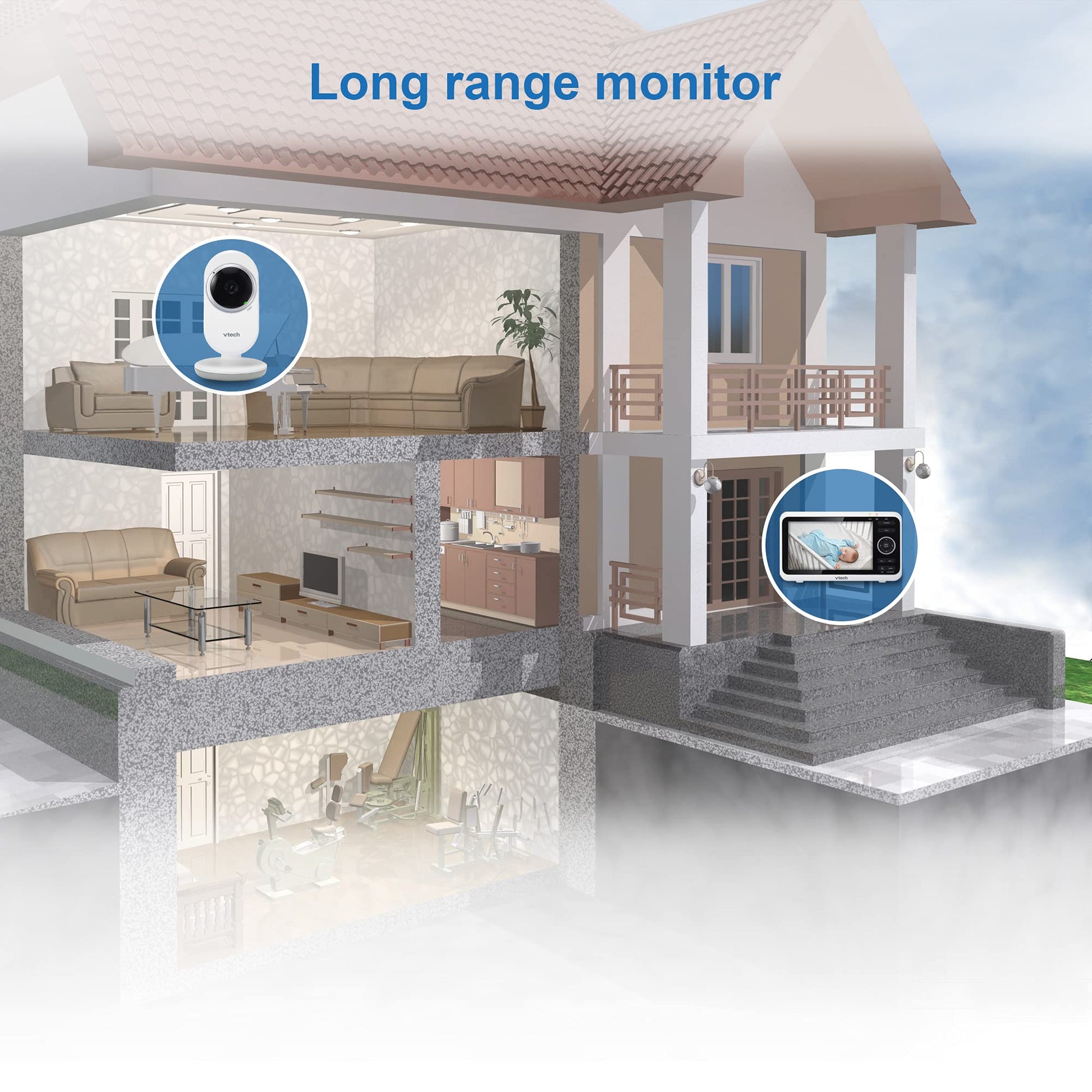 Monitor de Vídeo VTech VM350 Negro con Pantalla de 5 Pulgadas y Visión Nocturna para Bebé