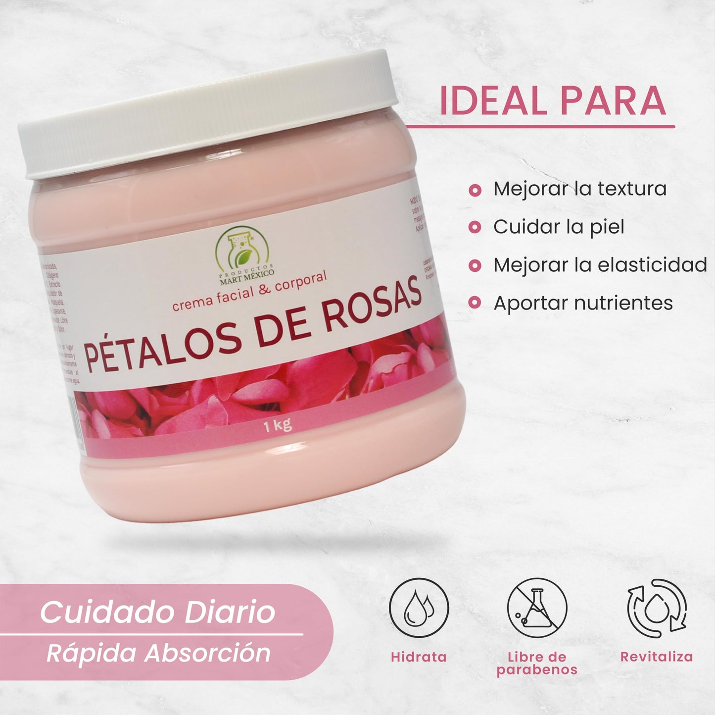 Crema De Pétalos De Rosas Piel Seca Productos Mart Mexico 1 kilo