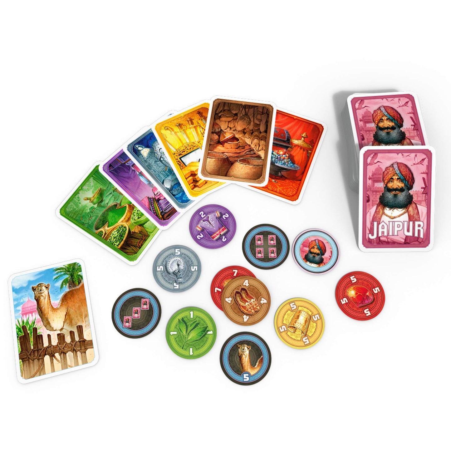 Juego de mesa Jaipur (nueva edición) - Duelo de comerciantes de ritmo rápido Juego estratégico de comercio y mercado para niños y adultos, a partir de 10 años, 2 jugadores, tiempo de juego de 30