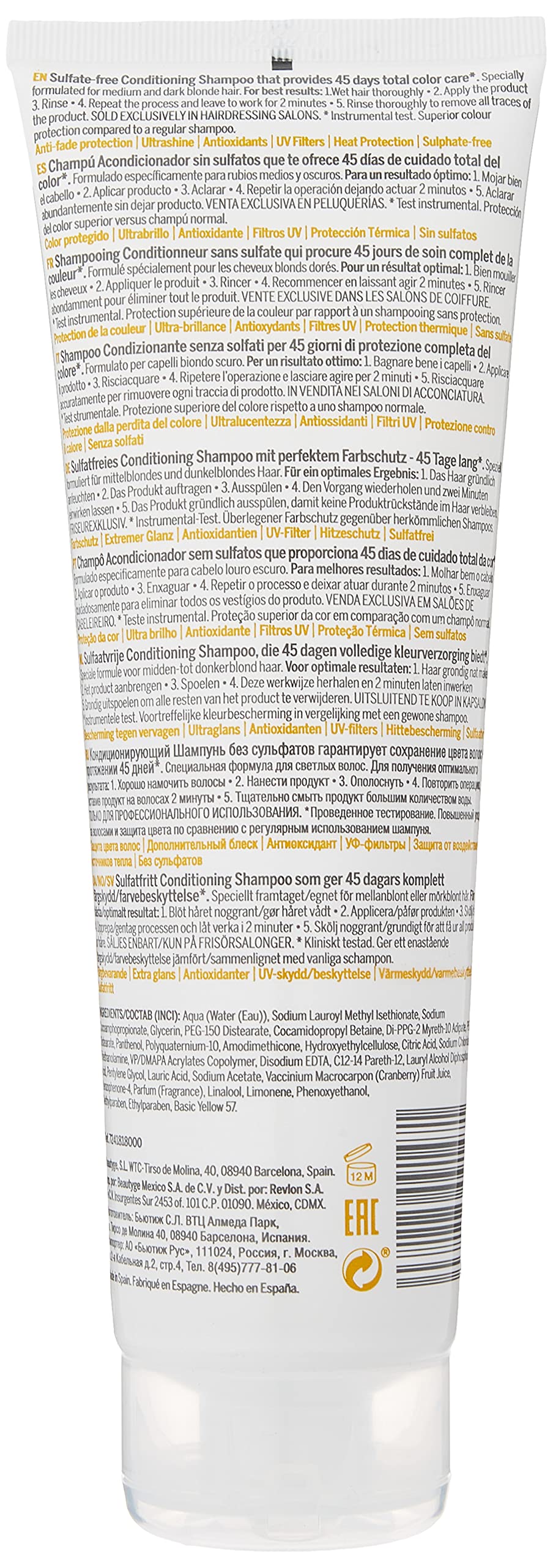 Shampoo Revlon Professional Golden Blondes para Tonos Rubios