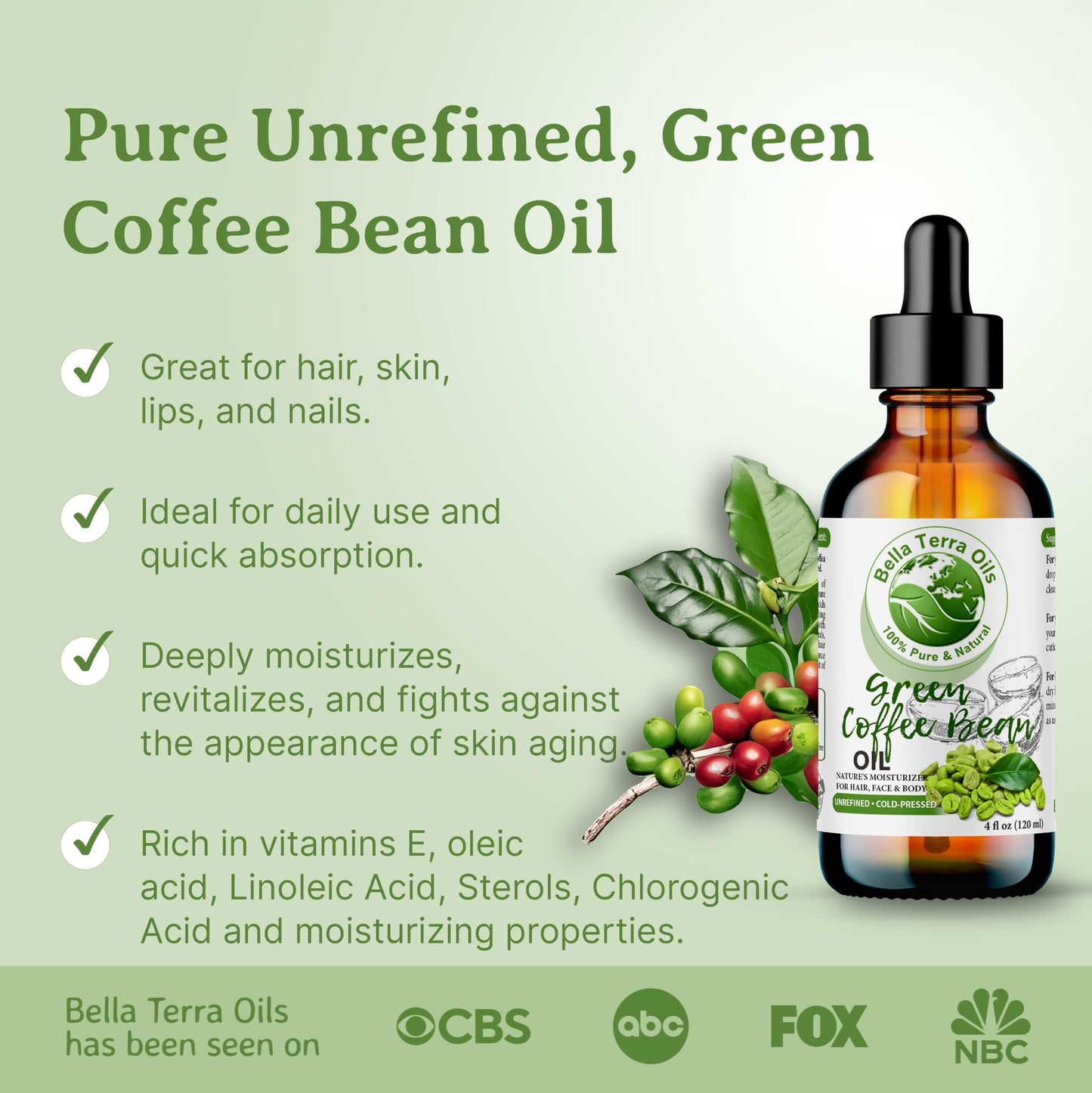 Aceite Orgánico de Café Verde para Piel: Regenerador y Antiinflamatorio con Descuento Exclusivo en Línea.