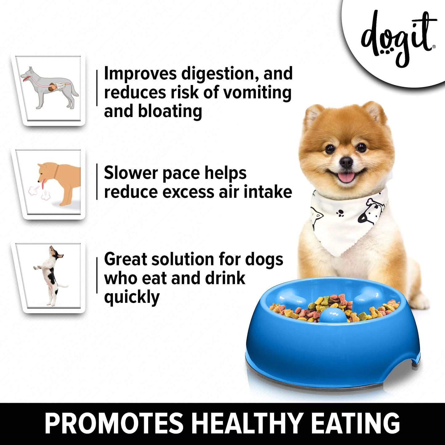Comedero Lento Dogit Azul Anti-Gulping S para Perros