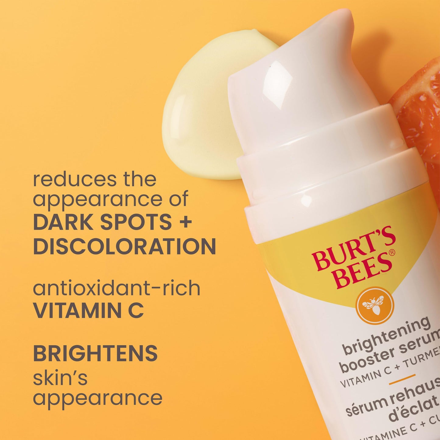 Burt's Bees Brightening Booster Serum, Vitamin C and Turmeric, 1 Ounce