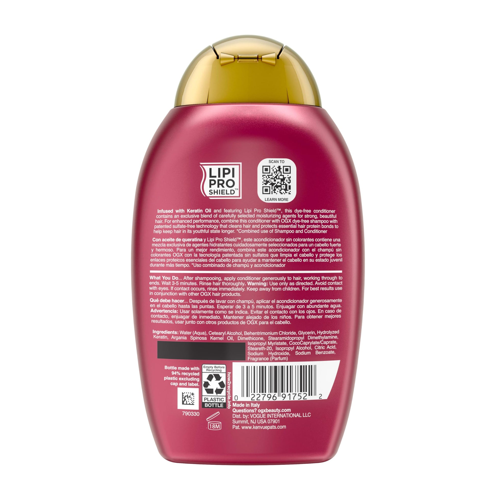 OGX, Acondicionador Anti Quiebre de Aceite de Keratina, 385 ml
