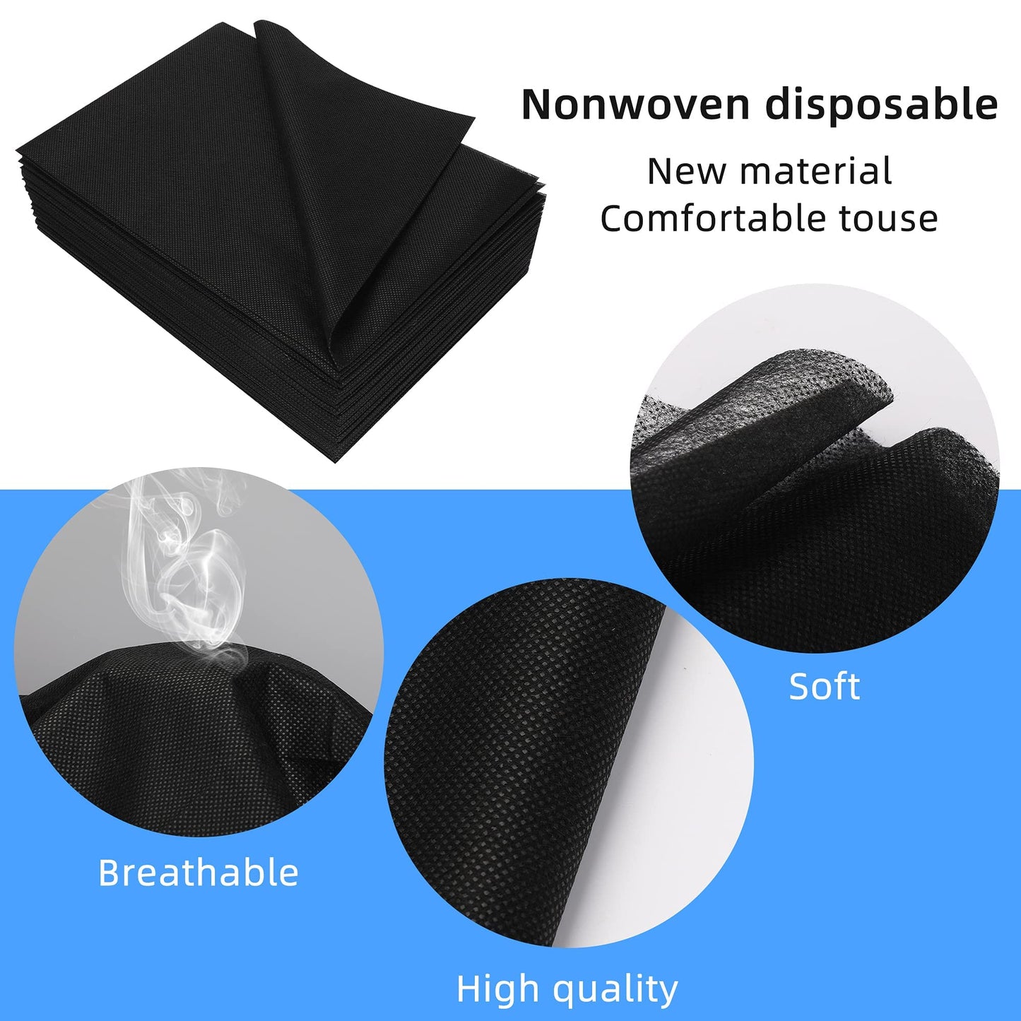 Juego de Sábanas Desechables de Mesa de Masaje, Tela No Tejida, Suaves, Negro, 50 Piezas