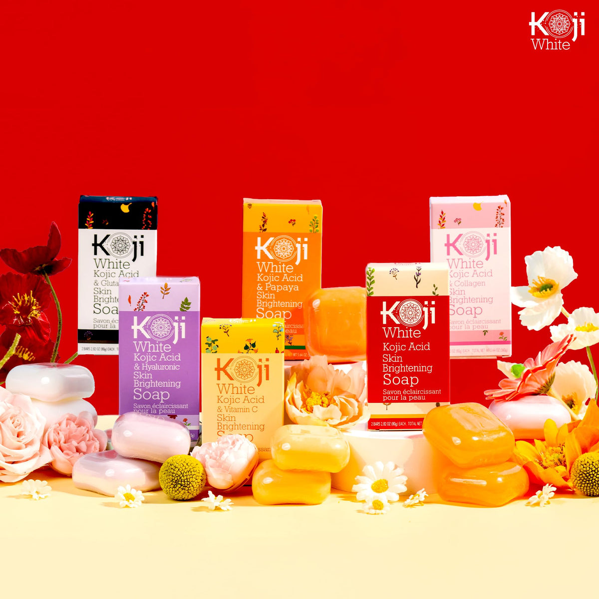 Kojic Acid & Glutathione Skin Lightening Soap (2.82 oz/2 Bars) - Brightening & Bleaching Skin Tone Formula " Reduce Acne Scars, Wrinkles Elimination, Removal Acne Scars, Dark Spots And Freckles