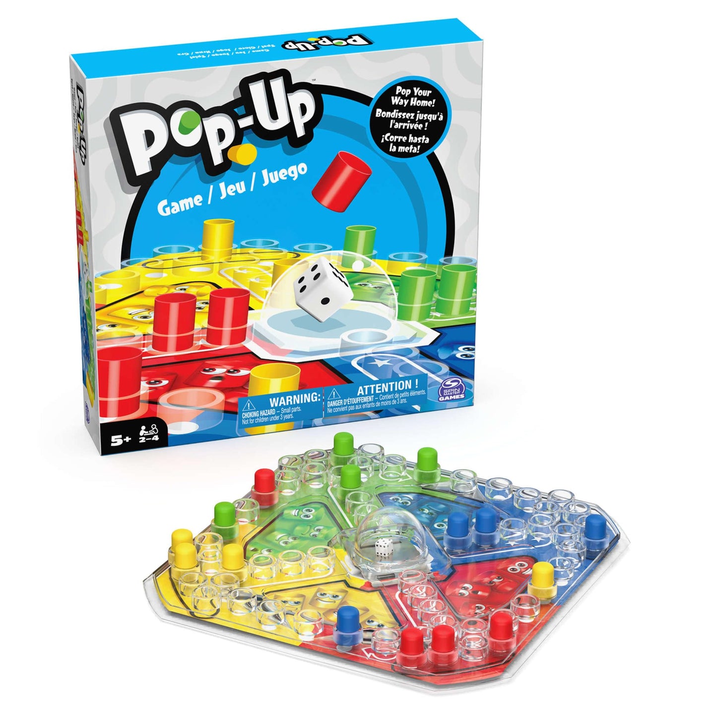 Spin Master Games, Juego Pop-Up para niños, Colorido Juego de Mesa para 2-4 Jugadores con Tirador automático para Noches de Juego en Familia