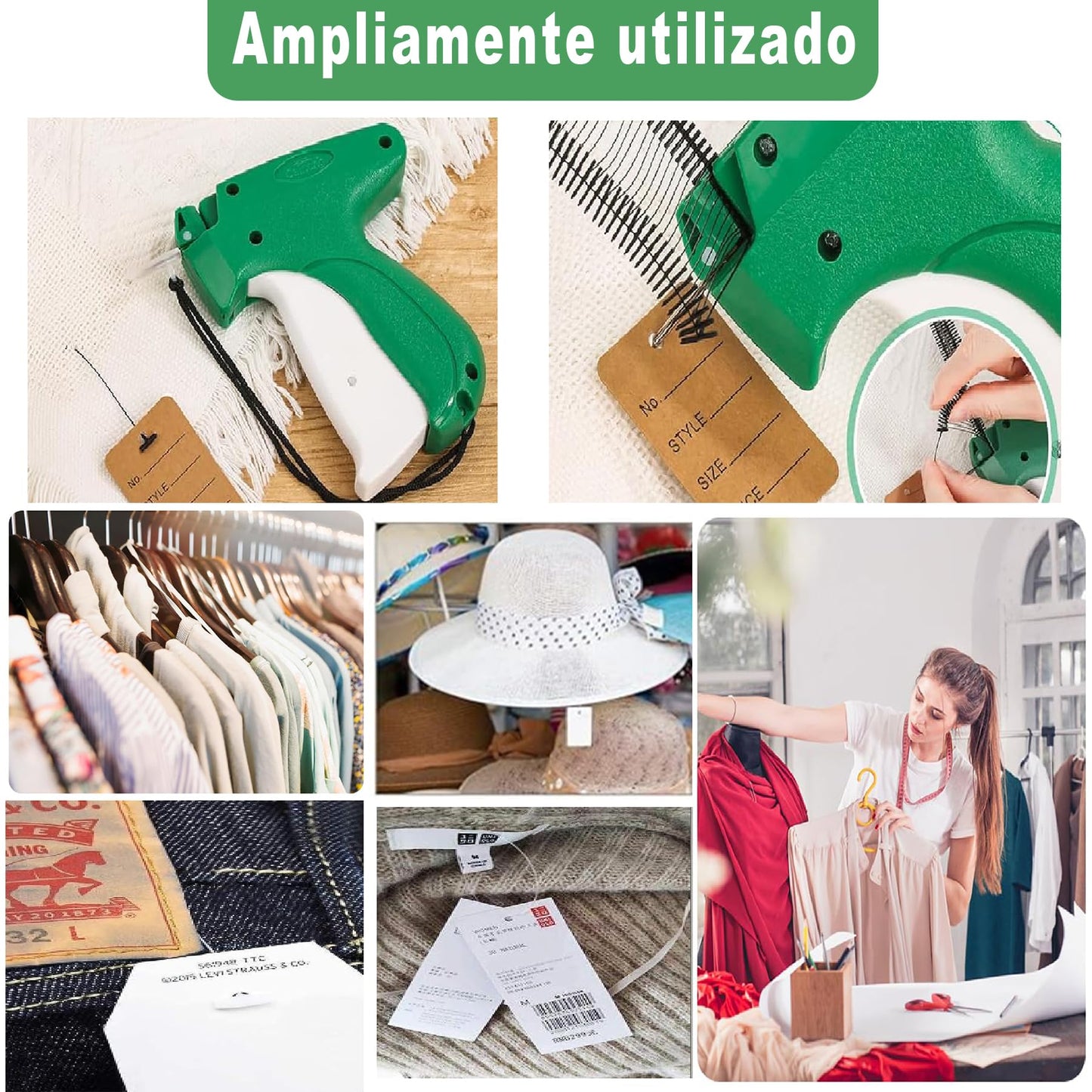 FYQOAN Pistola Etiquetadora de Ropa,Pistola para Etiquetar Ropa, Kit de Pistola de Etiquetado, Adecuada para Almacén de Supermercado Doméstico (5 Agujas de Metal, 2000 Púas)