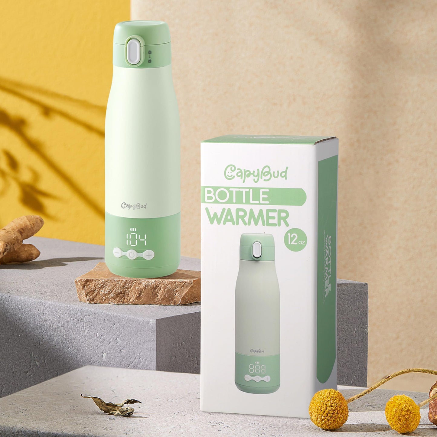 Calentador de Botellas CapyBud Portátil Rápido 3 Minutos para Viajes 12 Onzas