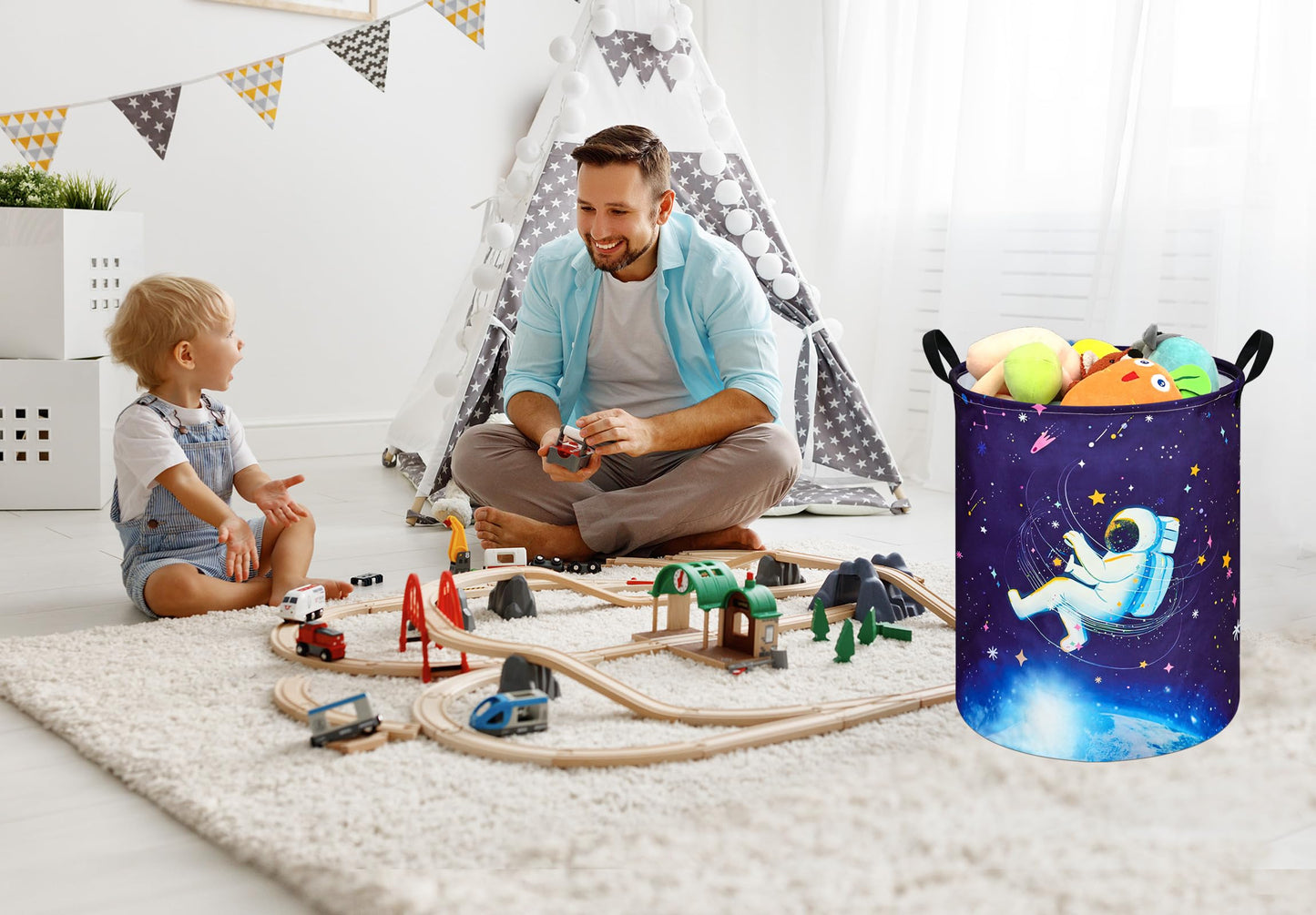 ACMUUNI Cesta de ropa con asas para niños, niñas, sala de juguetes, dormitorio, guardería, hogar, cesta de regalo