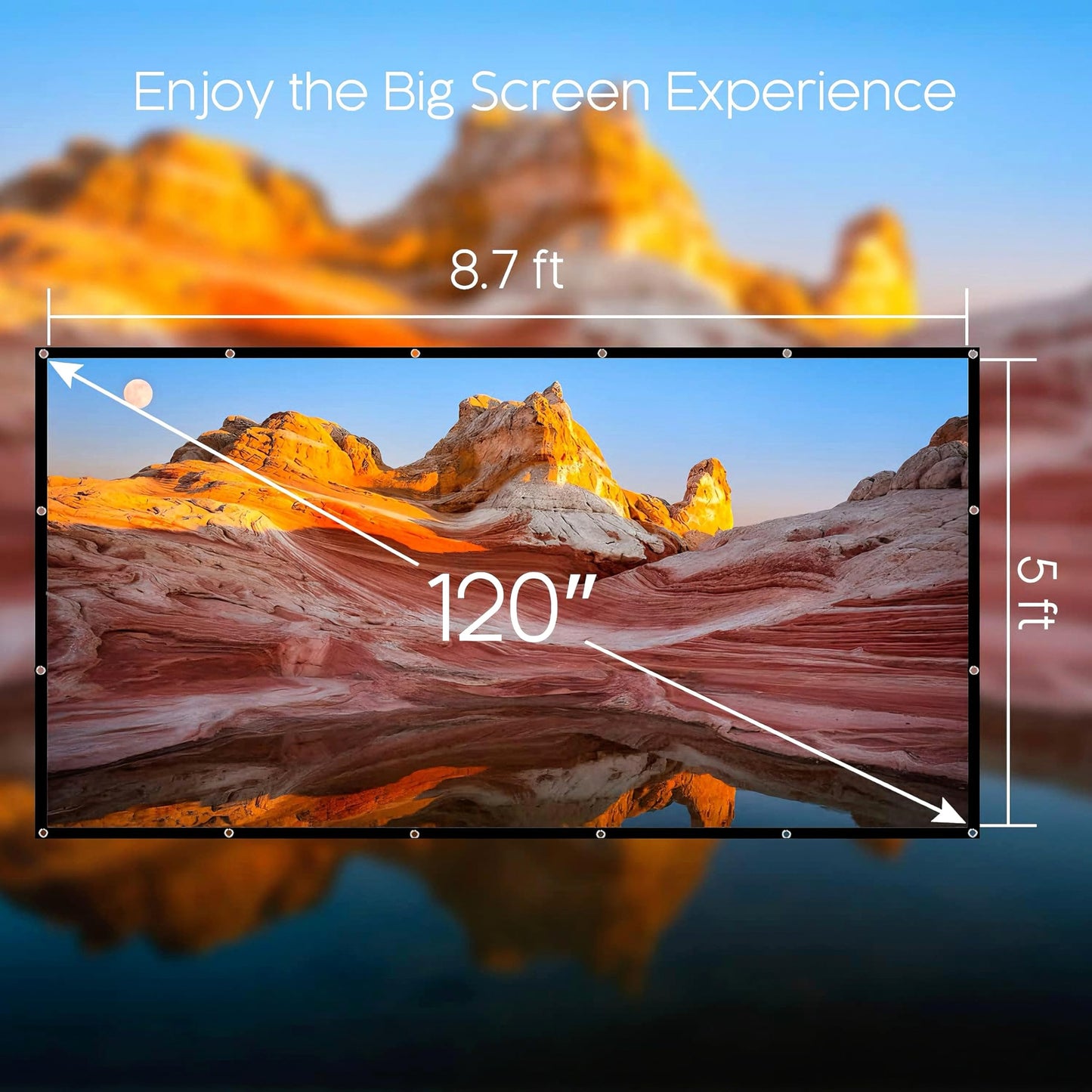 visualización de proyector de 120 pulgadas, visualización de película al aire última intervensión con bolsa de transporte portátil para camping, 16:9 4K HD plegable y antiarrugas, soporte de