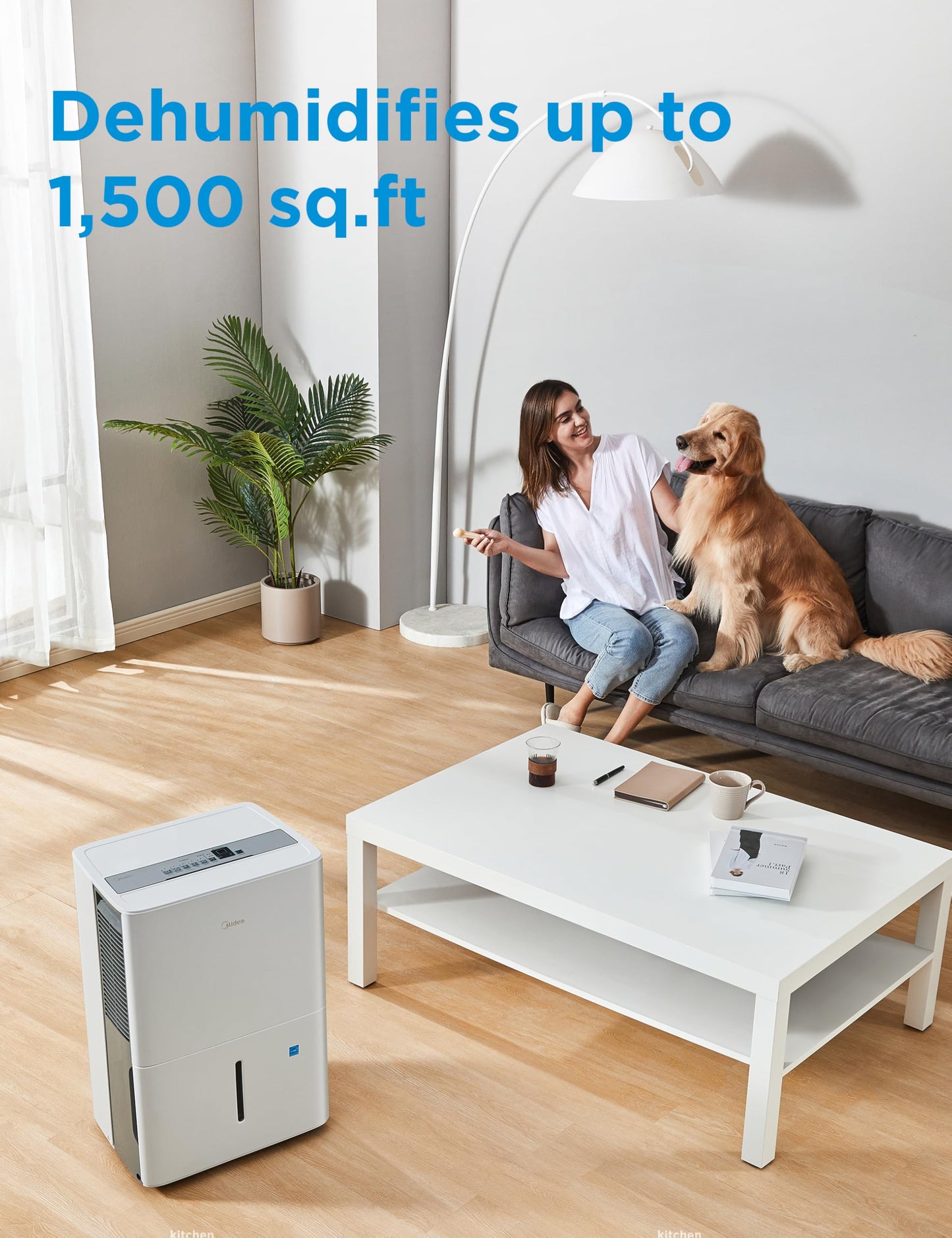 Deshumidificador Midea Blanco Certificado Energy Star con Filtro de Aire Reutilizable de 22 Pintas