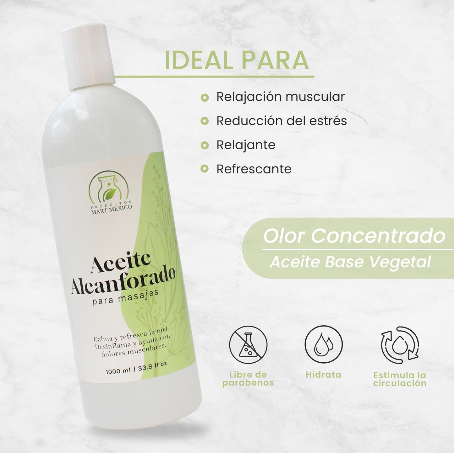 Aceite Alcanforado Productos Mart México 1 Litro Para Masajes
