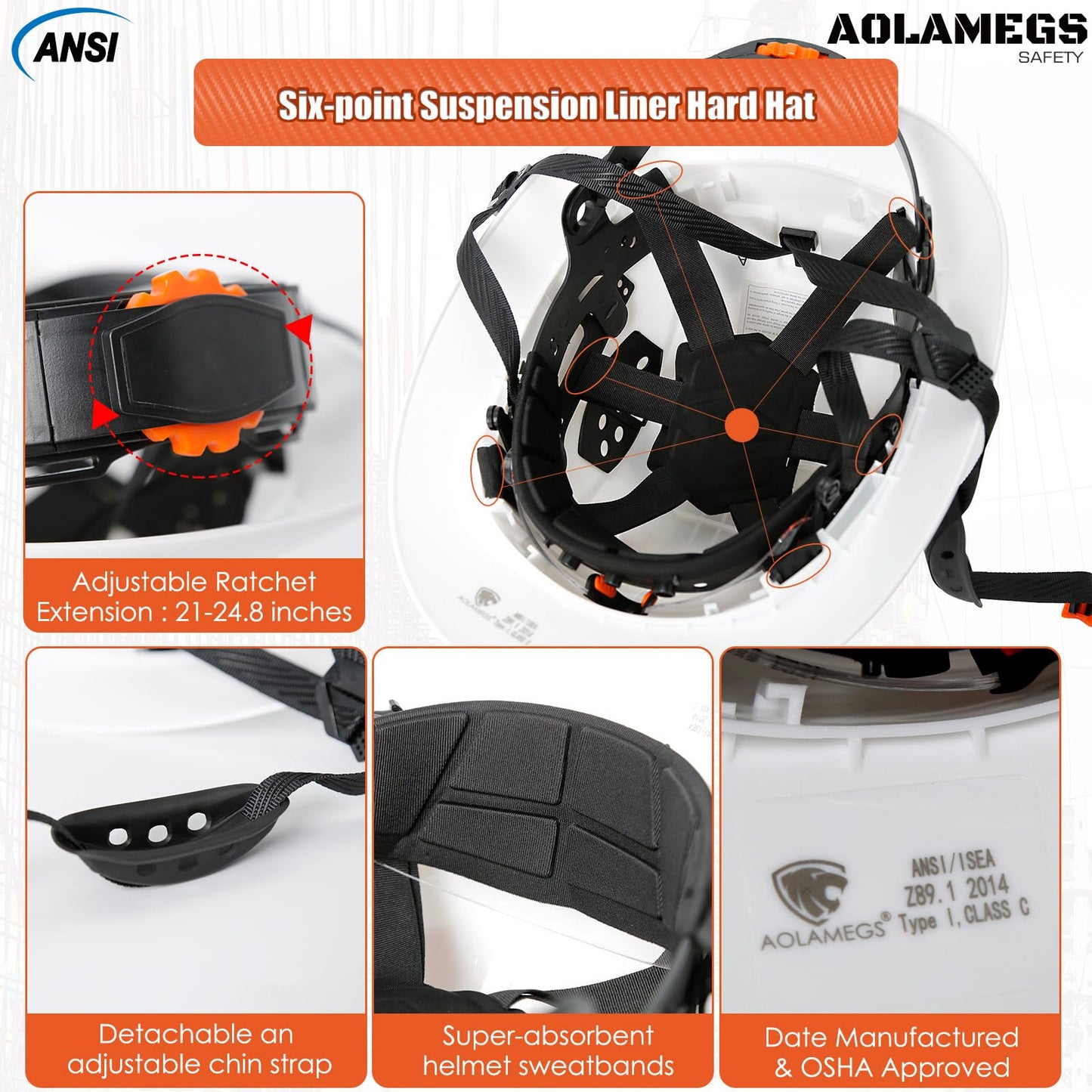 Cascos duros de borde completo con visera de construcción aprobados por OSHA - Cascos duros ventilados para hombres, Casco duro negro con correa para la barbilla, seguridad negro con visera tintada