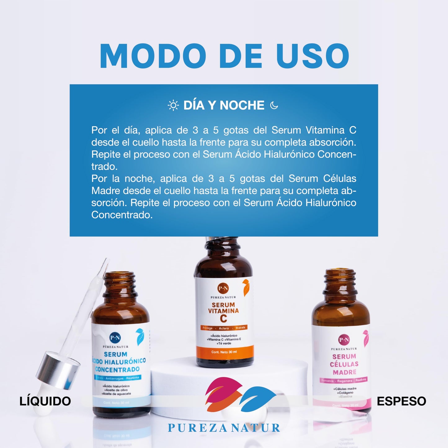 Kit Serum facial Acido Hialurónico, Vitamina C y Células Madre anti edad | Paquete completo de serum para el cuidado de la piel, hidratación y rejuvenecimiento (Kit AH + Celulas madre + Vit C)