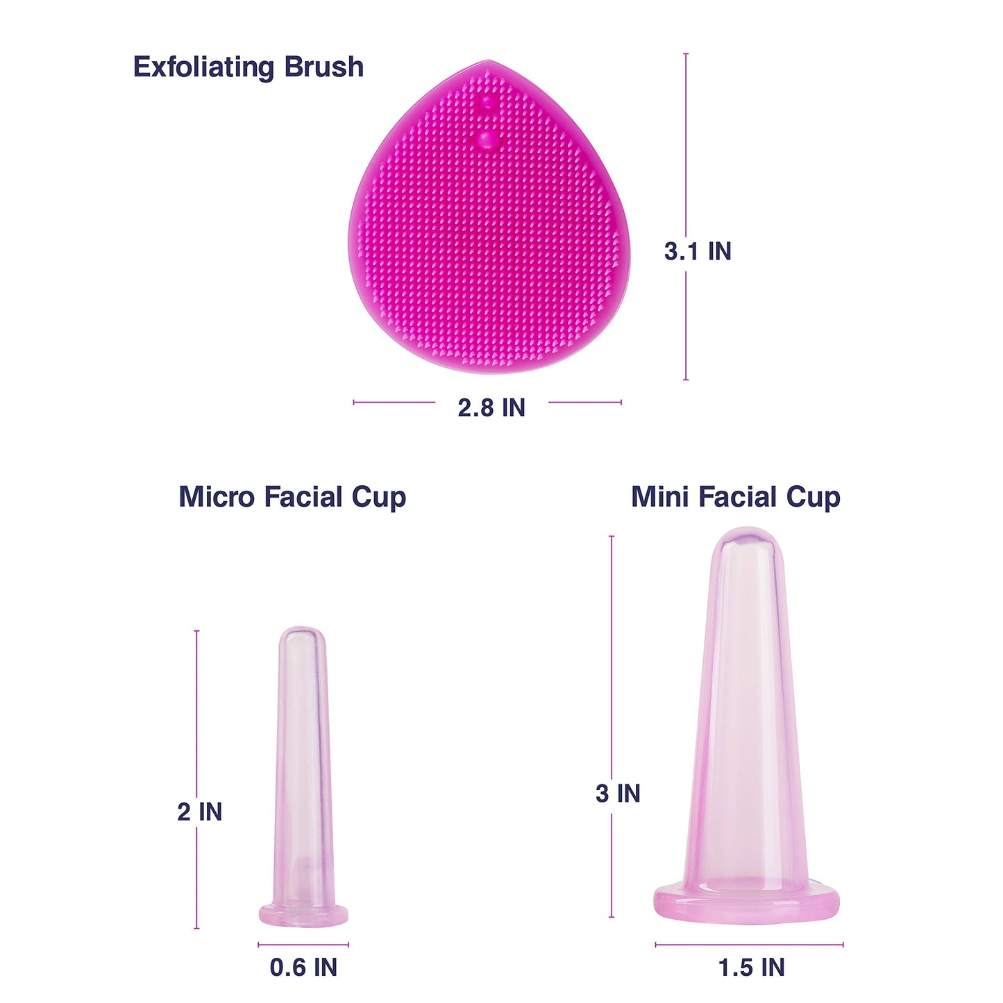 Cupping Therapy Set for Face - Face Cupping Set of 5pcs - Perfect Double Chin Reducer - Ideal to Cup your Cheeks, Chin and Lips - Facial Cupping Sets - Anti Cellulite Silicone Cups Kit - by Sandine