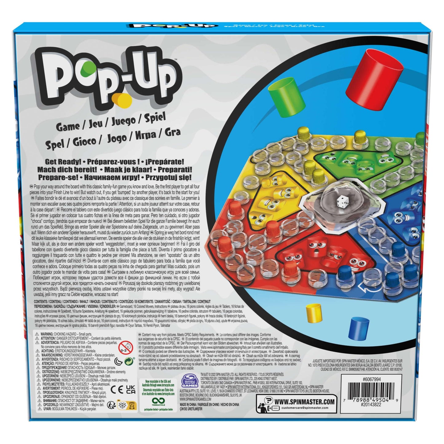 Spin Master Games, Juego Pop-Up para niños, Colorido Juego de Mesa para 2-4 Jugadores con Tirador automático para Noches de Juego en Familia