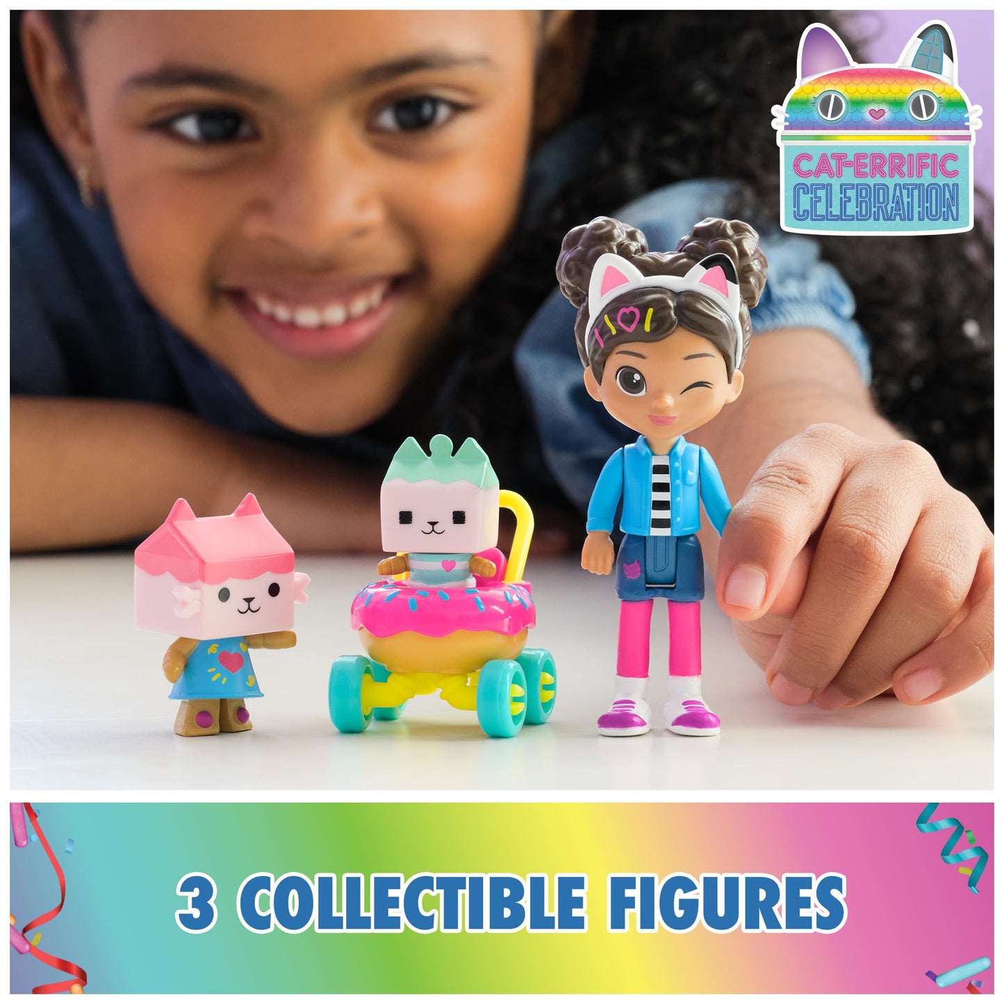 Gabby's Dollhouse, Set de Figuras 'Gabby', Cuidado de Gatitos con Gabby, Bebé Caja y Bebé Caja Benny, Juguetes Sorpresa y Accesorios para la casa de muñecas