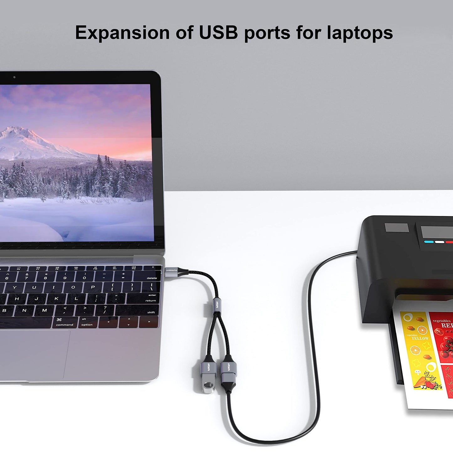 ANDAPA Divisor USB, convertidor de cable de extensión USB de 1 entrada y 2 salidas para PC, Mac, coche, Xbox One Series X/S, PS4, PS5, laptop