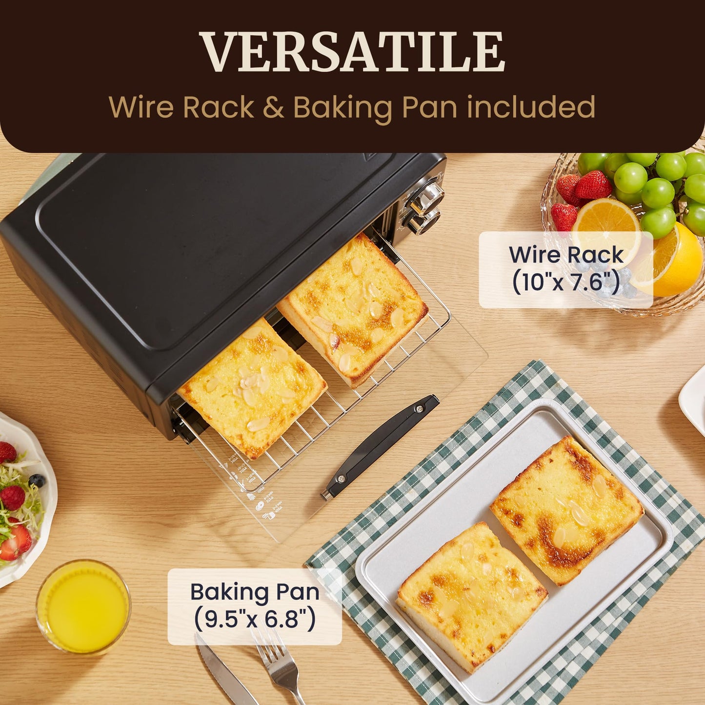 Elite Gourmet ETO490 - Horno tostador para encimera de 9 l/4 rebanadas con temporizador de 30 minutos, control de temperatura ajustable, incluye charola para hornear y estante de alambre, hornear,