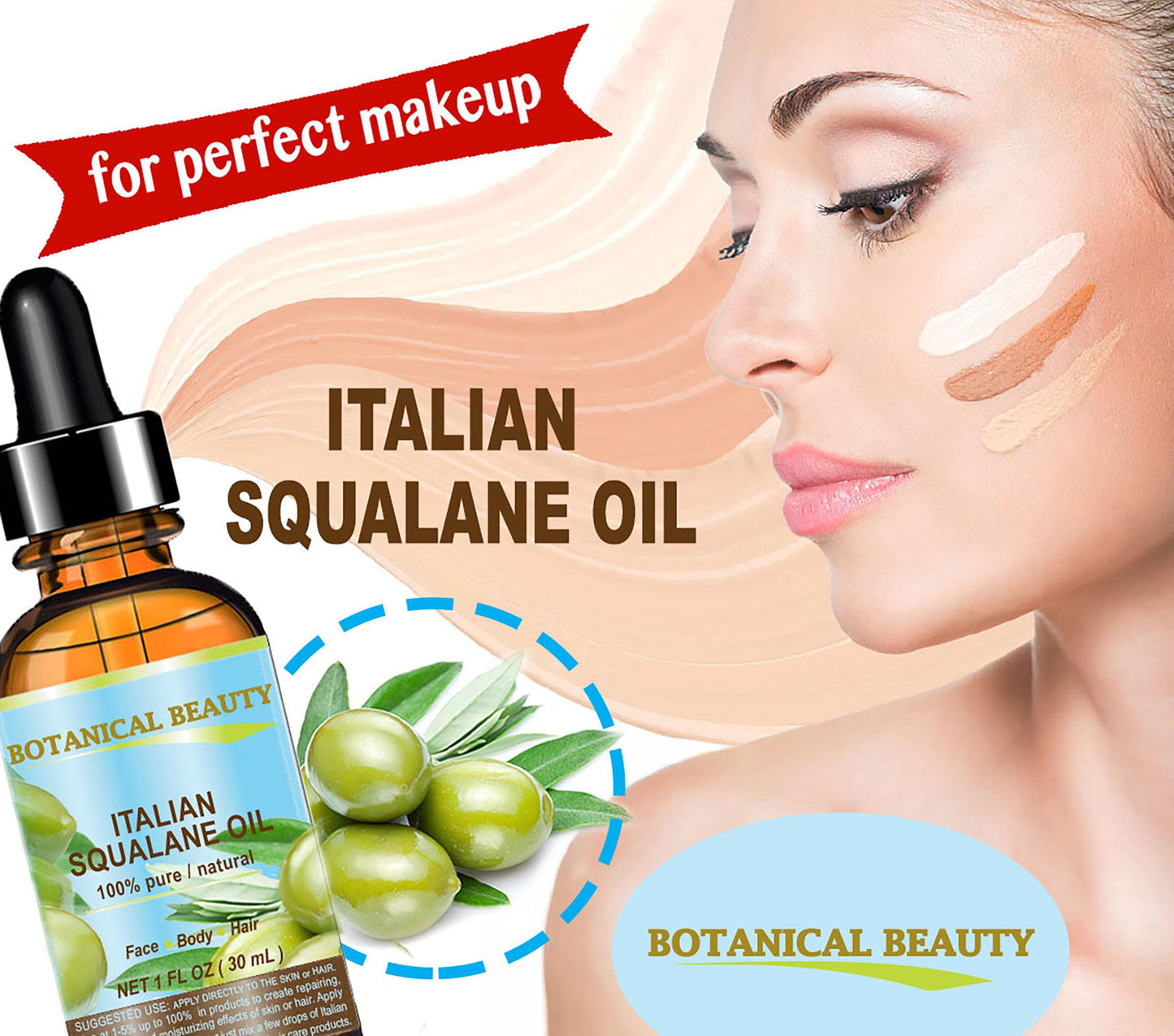 SQUALANE Italian. 100% Pure / Natural / Undiluted Oil. 100% Ultra-Pure Moisturizer for Face , Body & Hair. Reliable 24/7 skincare protection. 1 fl.oz- 30ml. by Botanical Beauty.