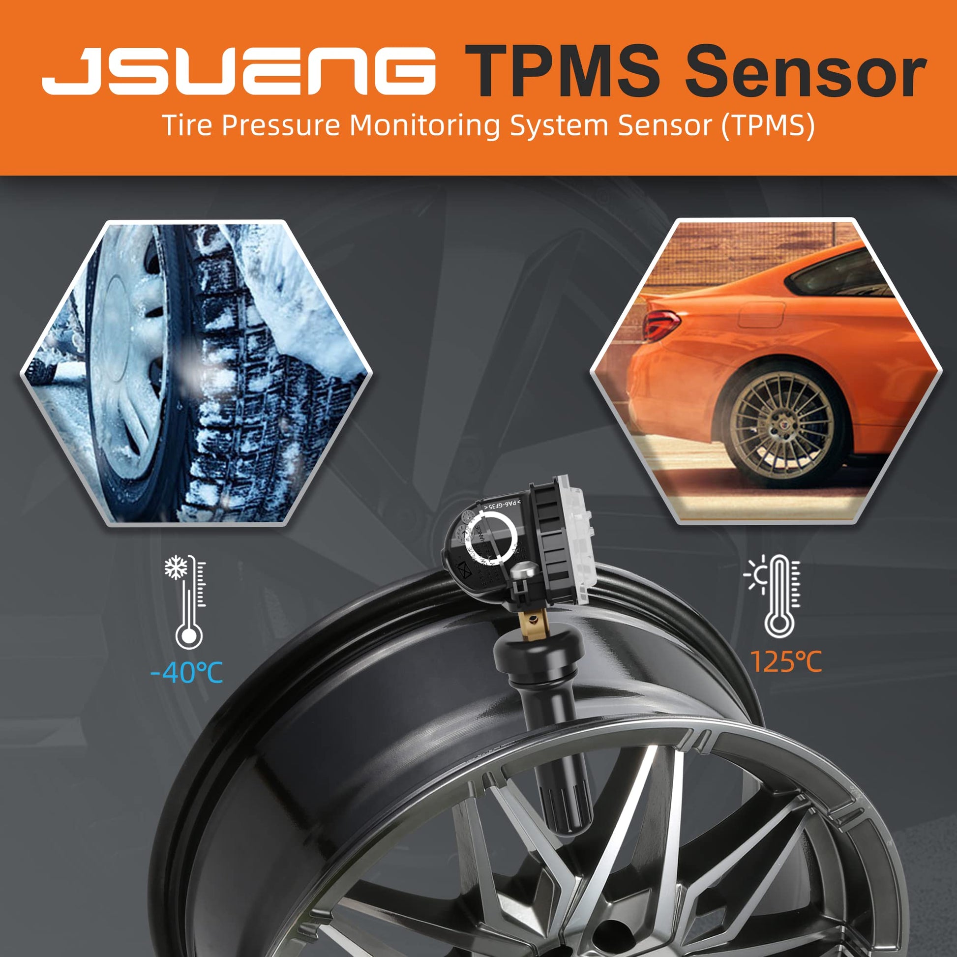 Sensor de Presión de Neumáticos Jsueng Ford Negro Paquete de 4